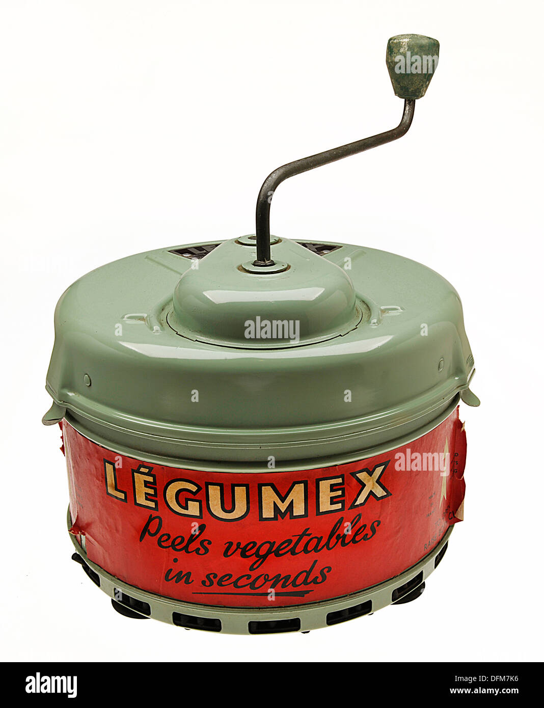 Il brevetto Legumex Rotary pelapatate, mano a gomito, dal Museo Bruton, Somerset. Foto Stock