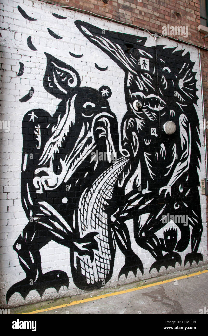 Hackney, Londra 2013. In bianco e nero di graffiti. Foto Stock