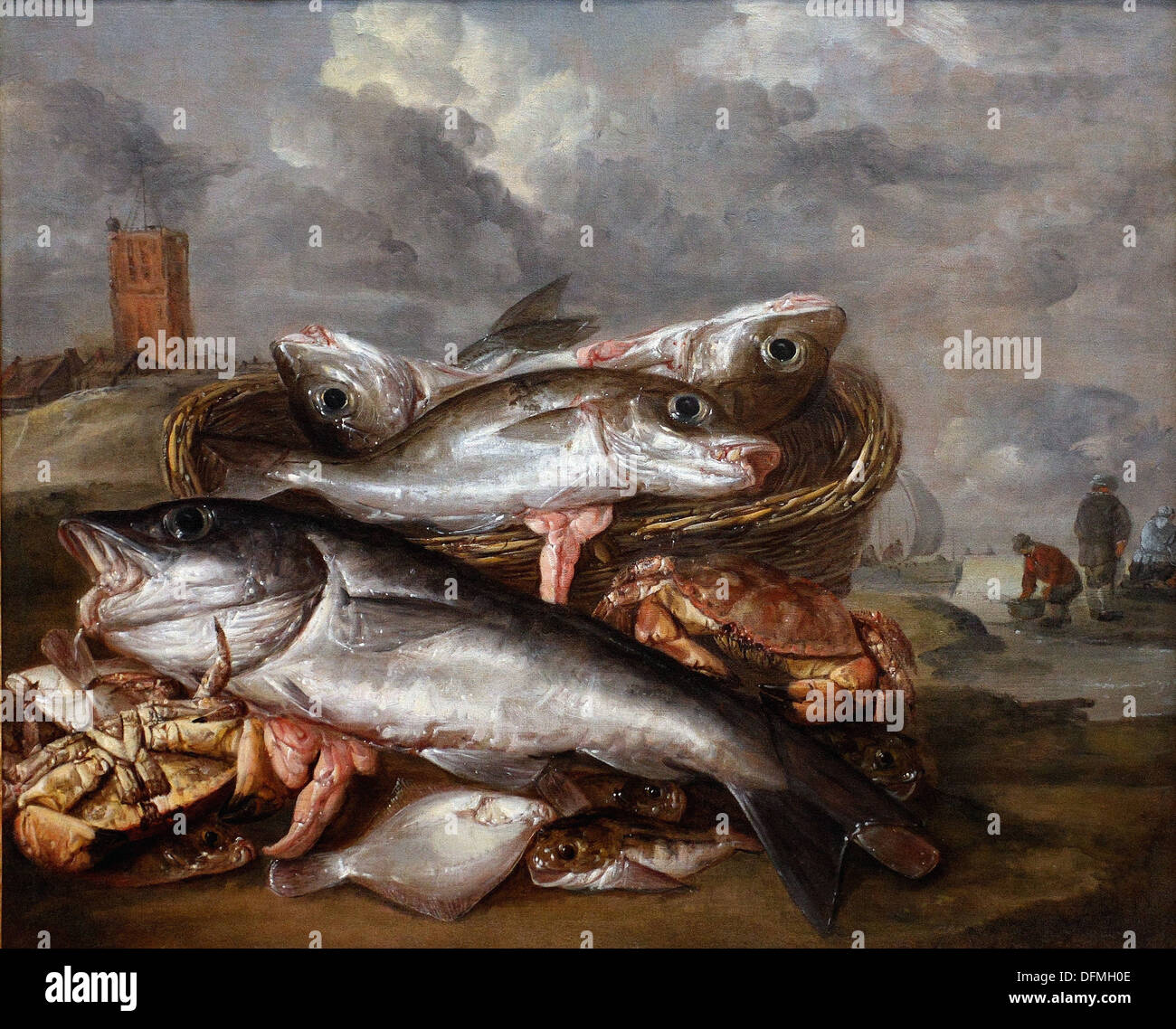 Abraham van BEYEREN - ancora la vita con il pesce sulla riva - Museo delle Belle Arti - Budapest, Ungheria Foto Stock