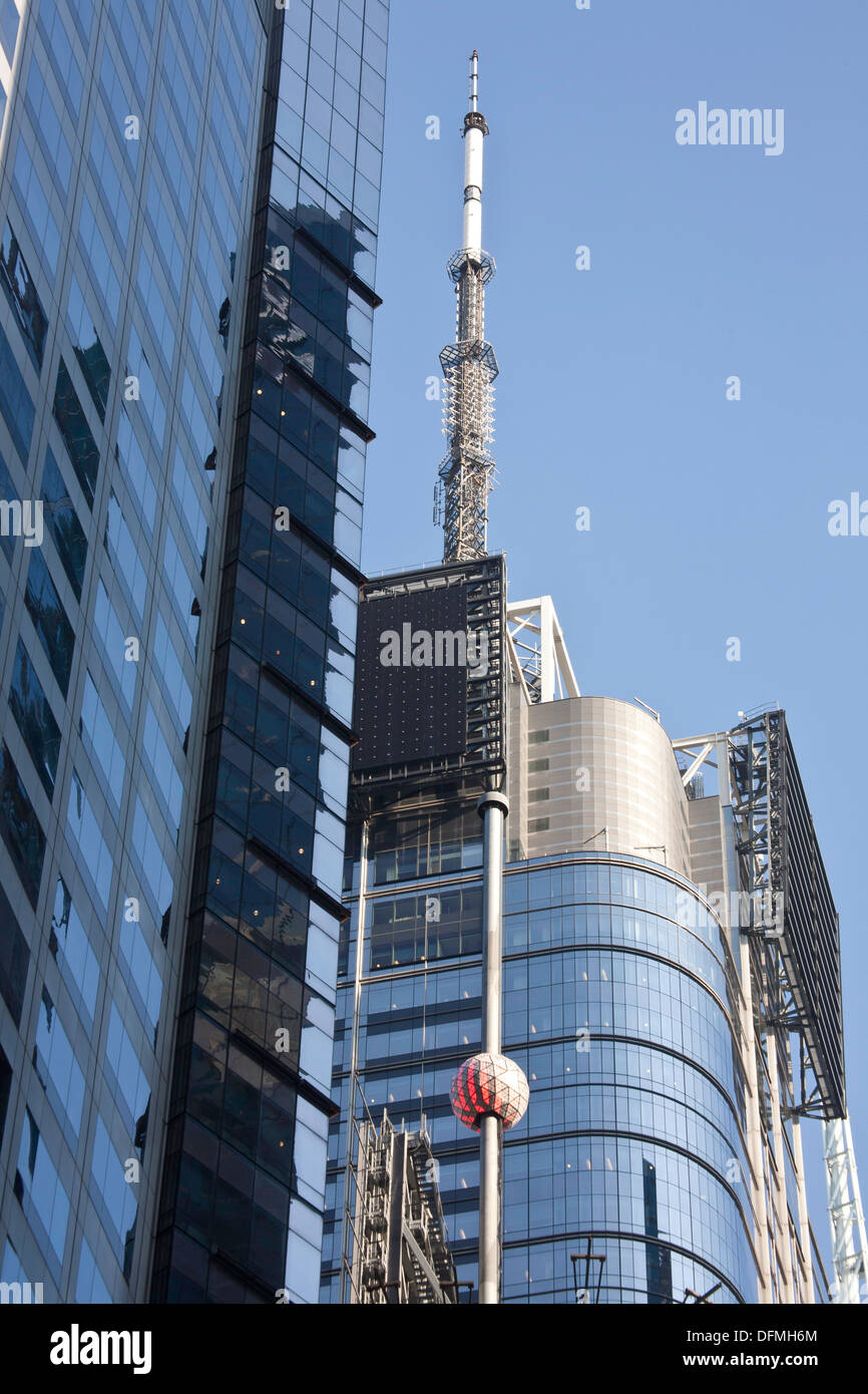 Grattacieli e nuovo anno della palla, Times Square NYC Foto Stock