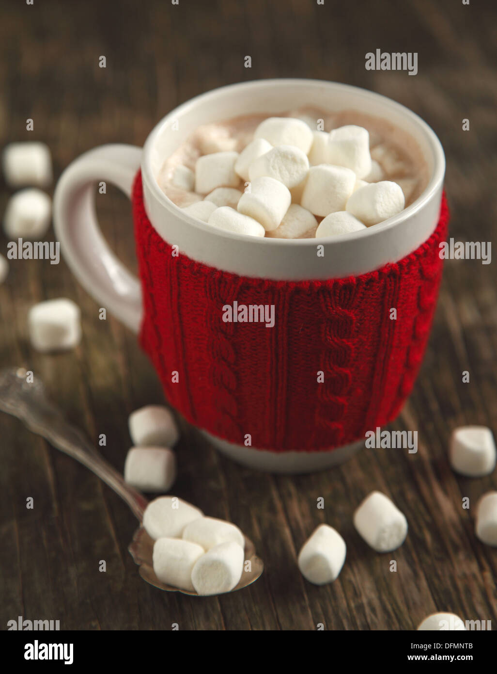 Tazza riempita con cioccolata calda e marshmallows Foto Stock