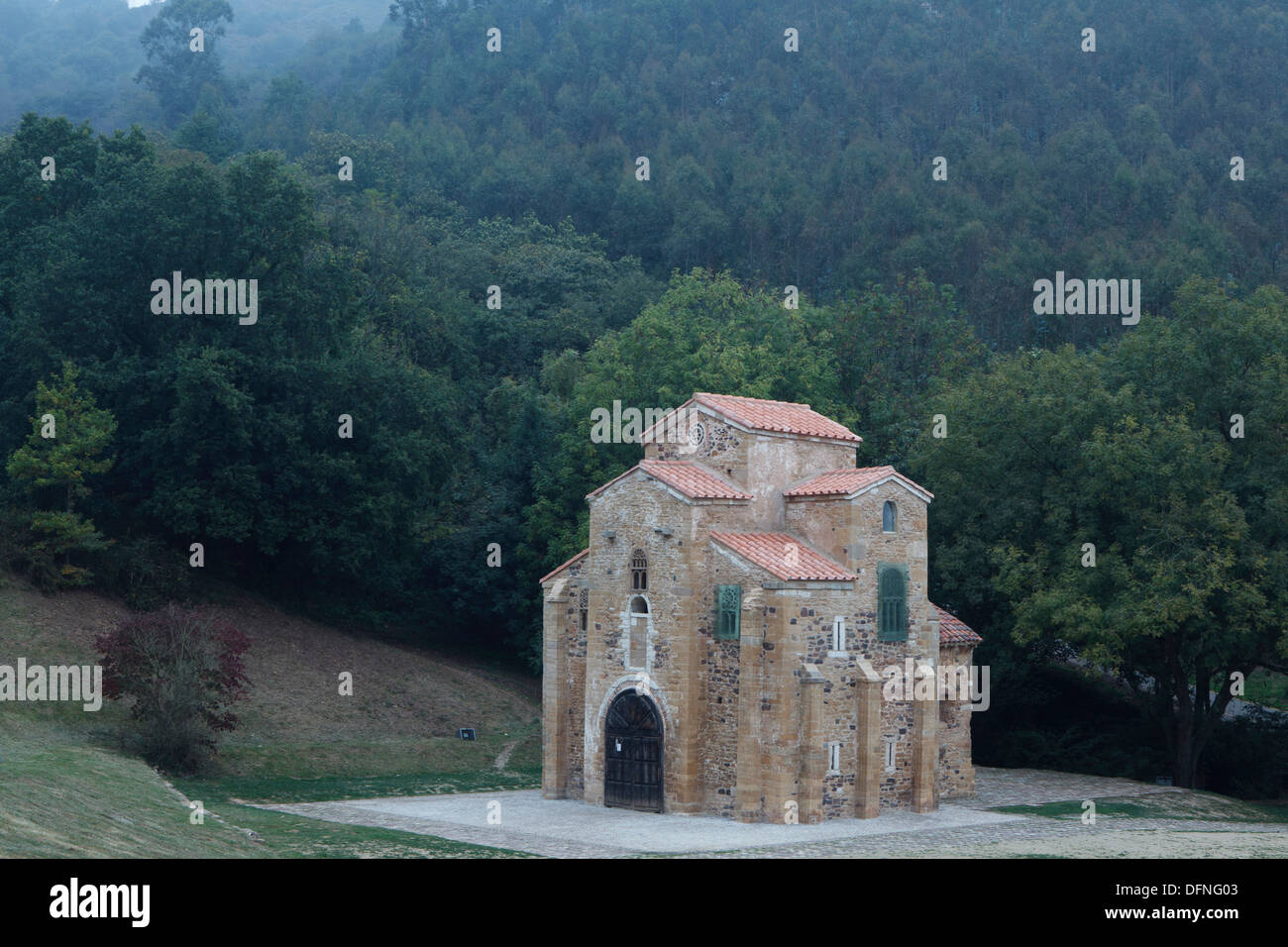 San Miguel de Lillo, cappella della residenza estiva di Re Ramiro I, IX secolo, Preromanesque, Sito Patrimonio Mondiale dell'UNESCO, Mo Foto Stock
