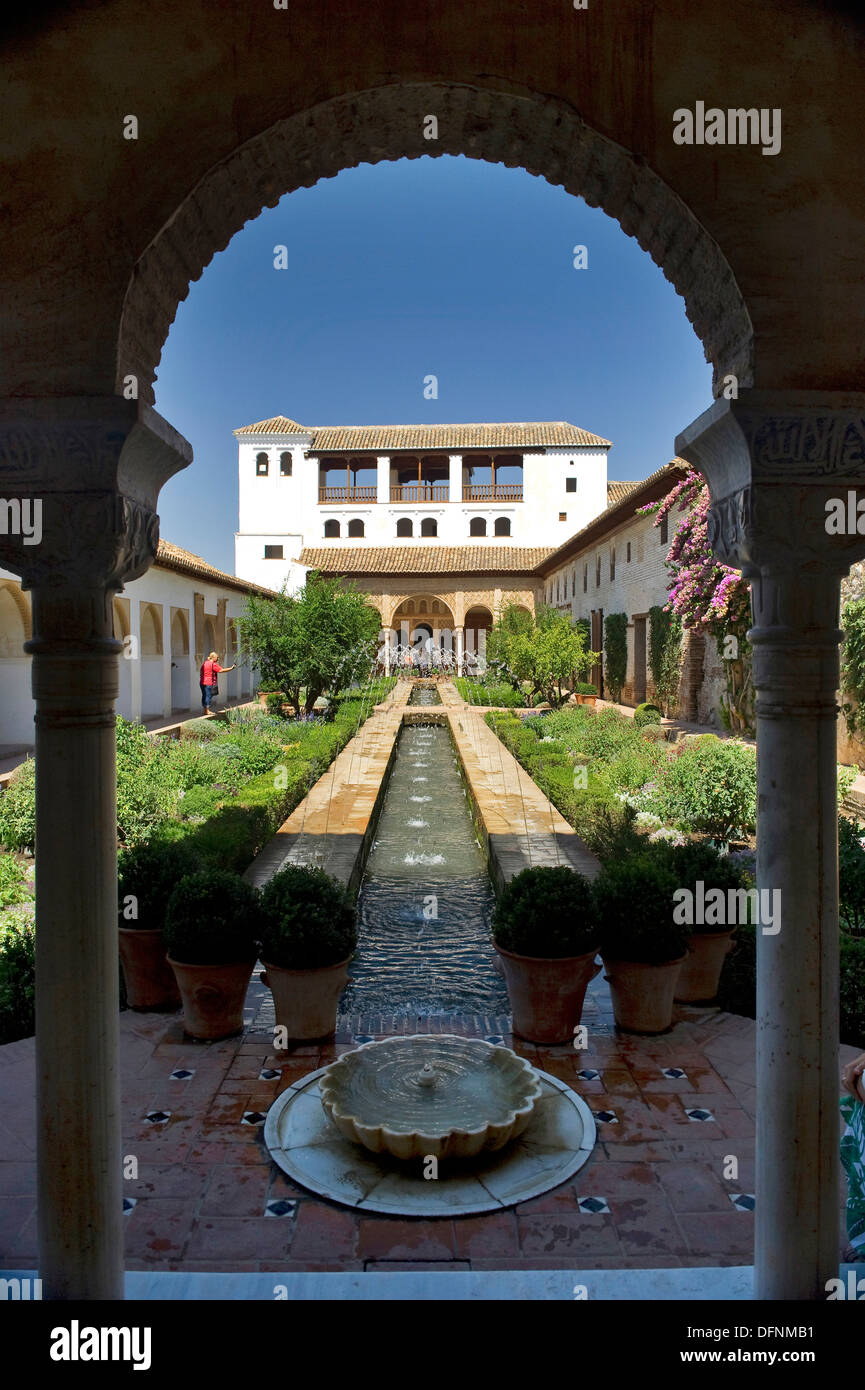 Palacio de Generalife, Alhambra di Granada, Andalusia, Spagna, Europa Foto Stock