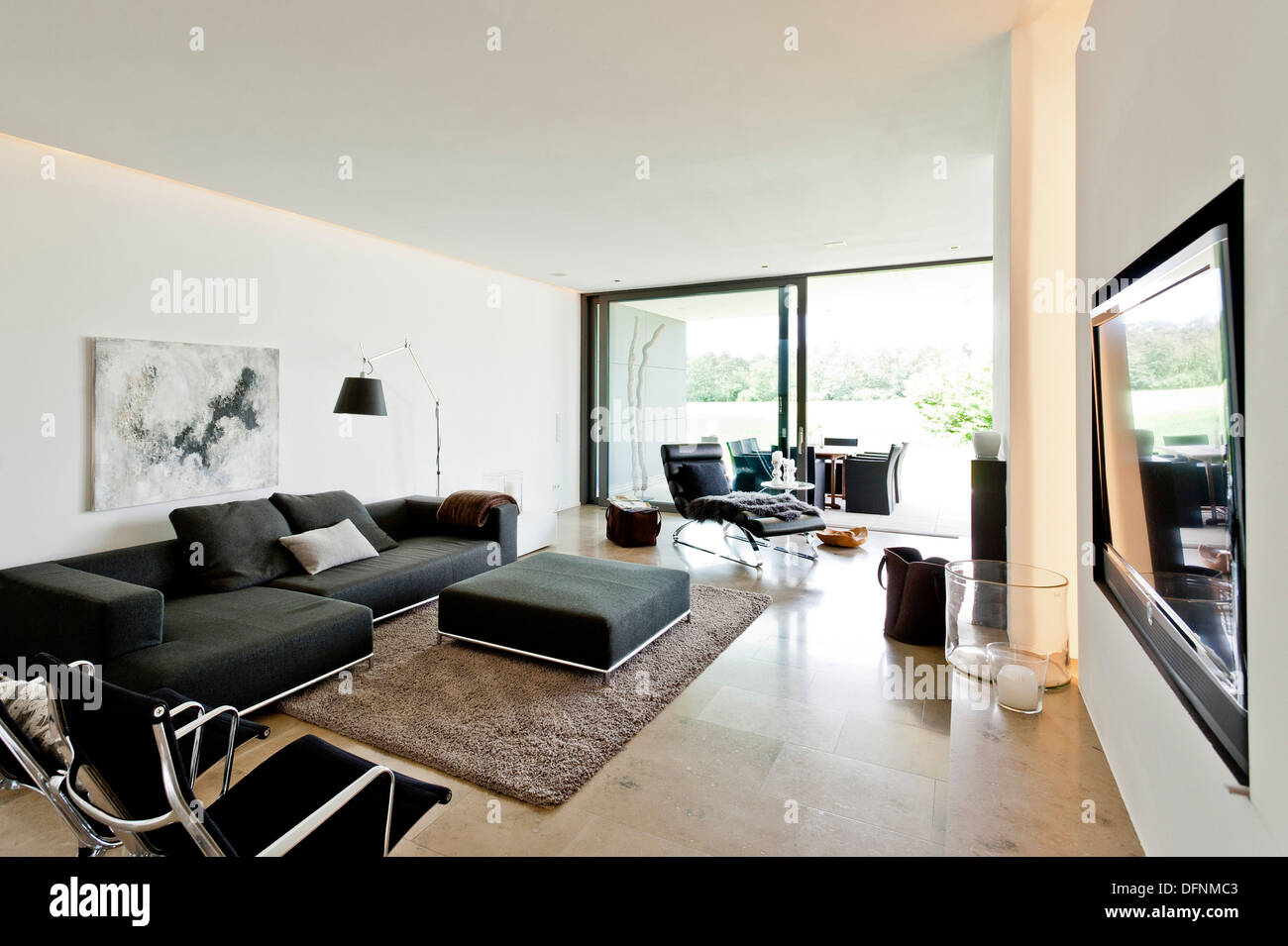 A pianta aperta con area soggiorno, Neuenkirchen, Nord Reno-Westfalia, Germania Foto Stock