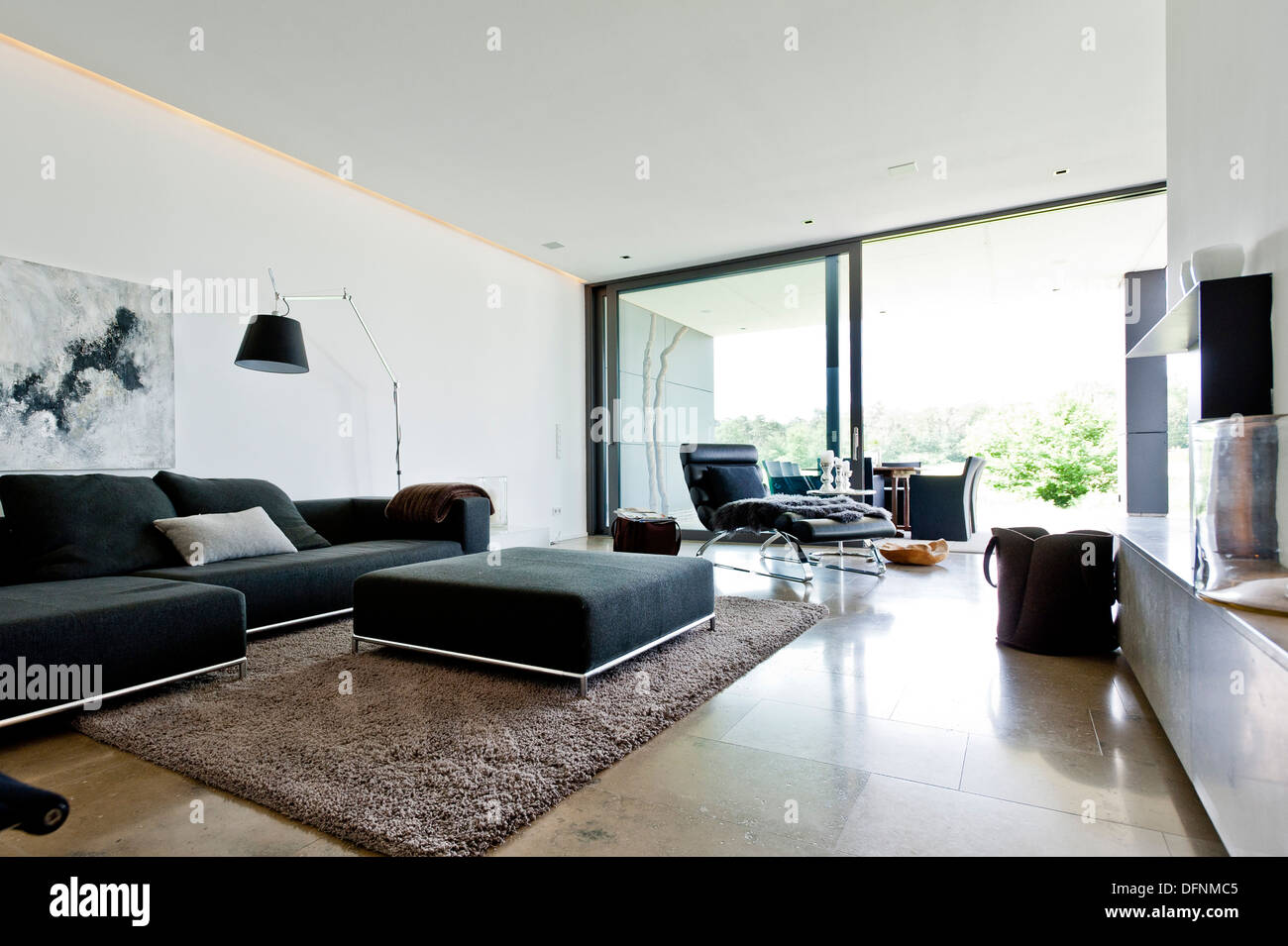 A pianta aperta con area soggiorno, Neuenkirchen, Nord Reno-Westfalia, Germania Foto Stock