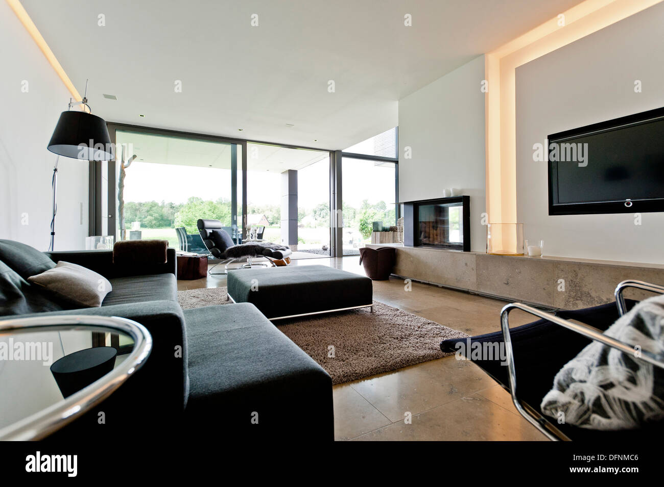 A pianta aperta con area soggiorno, Neuenkirchen, Nord Reno-Westfalia, Germania Foto Stock