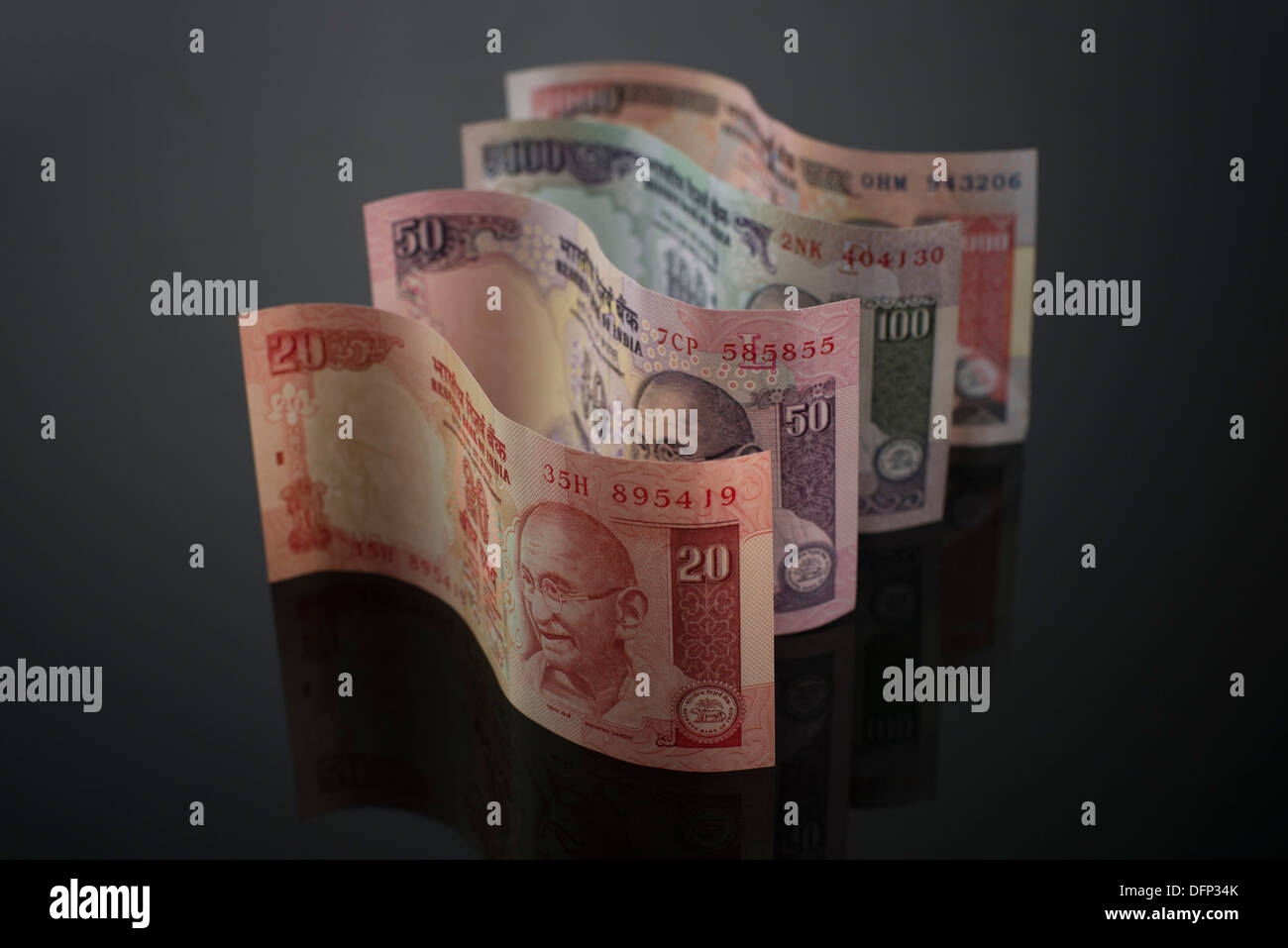 Variazioni di Rupie indiane Foto Stock