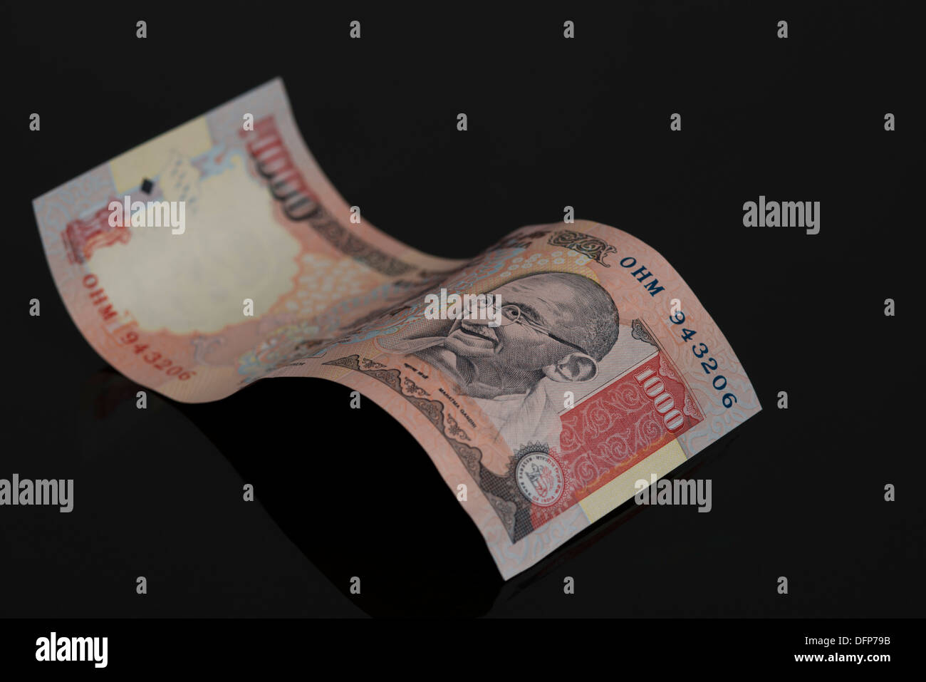 Close-up di mille banconota indiano Foto Stock