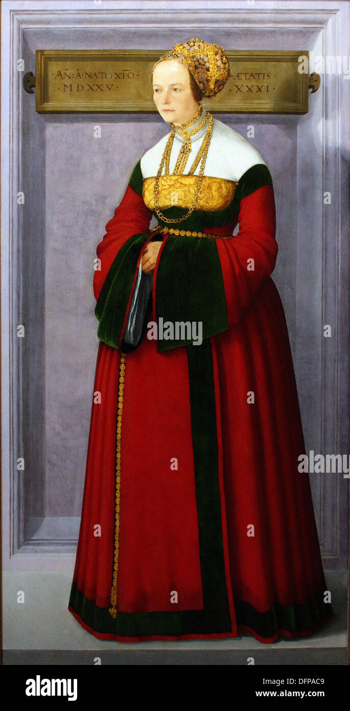 Christoph AMBERGER - Ritratto di una donna - 1525 - Kunsthistoriches Museum - Vienna Foto Stock