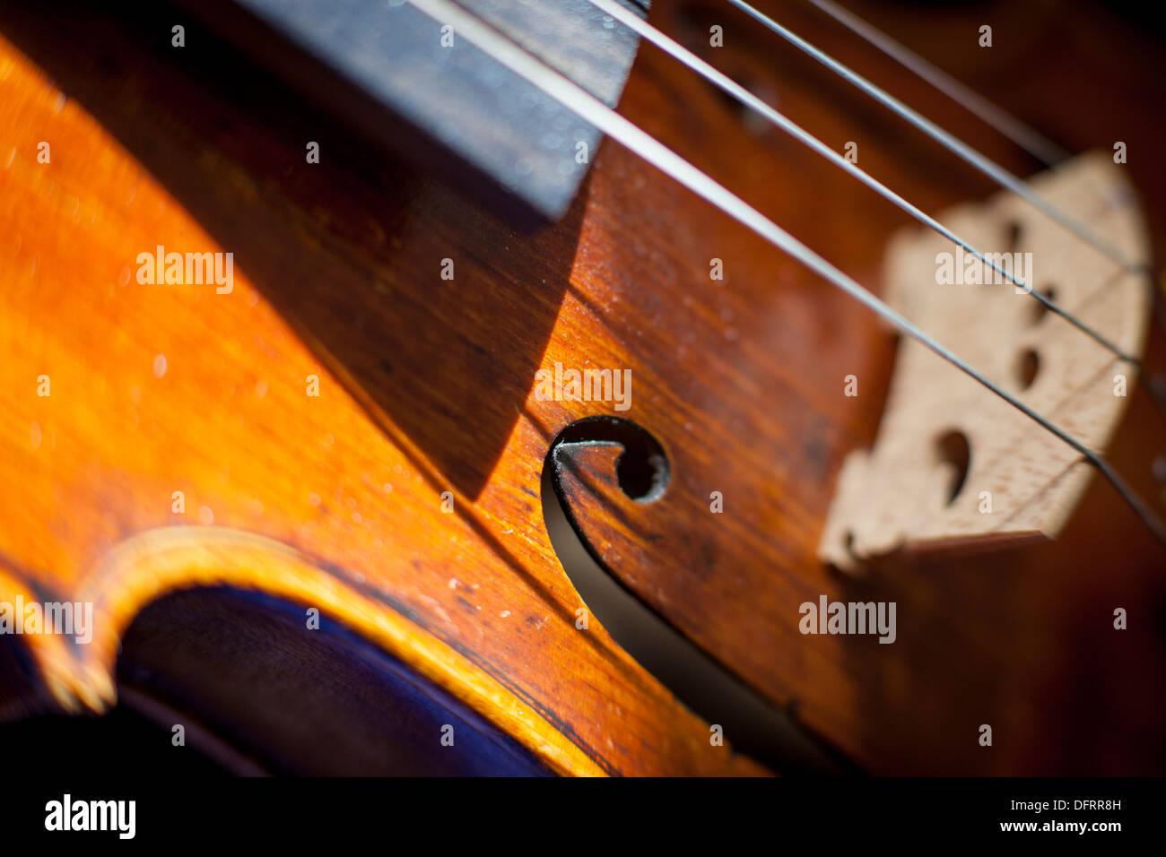 Vista dettagliata del vecchio violino Foto Stock