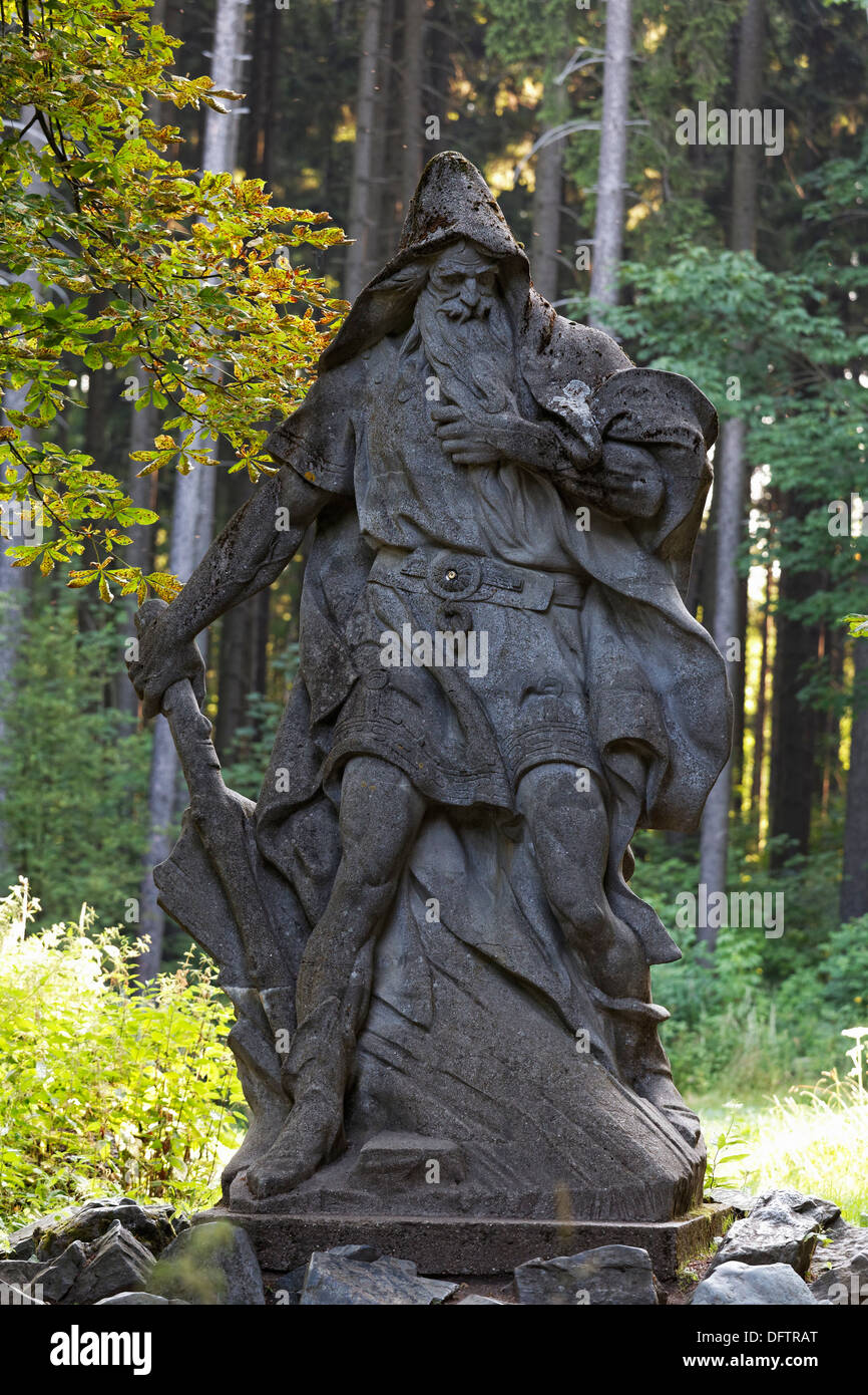 Ruebezahl statua, Hotel Krakonos, Mariánské Lázně, Regione di Karlovy Vary, Bohemia Repubblica Ceca Foto Stock