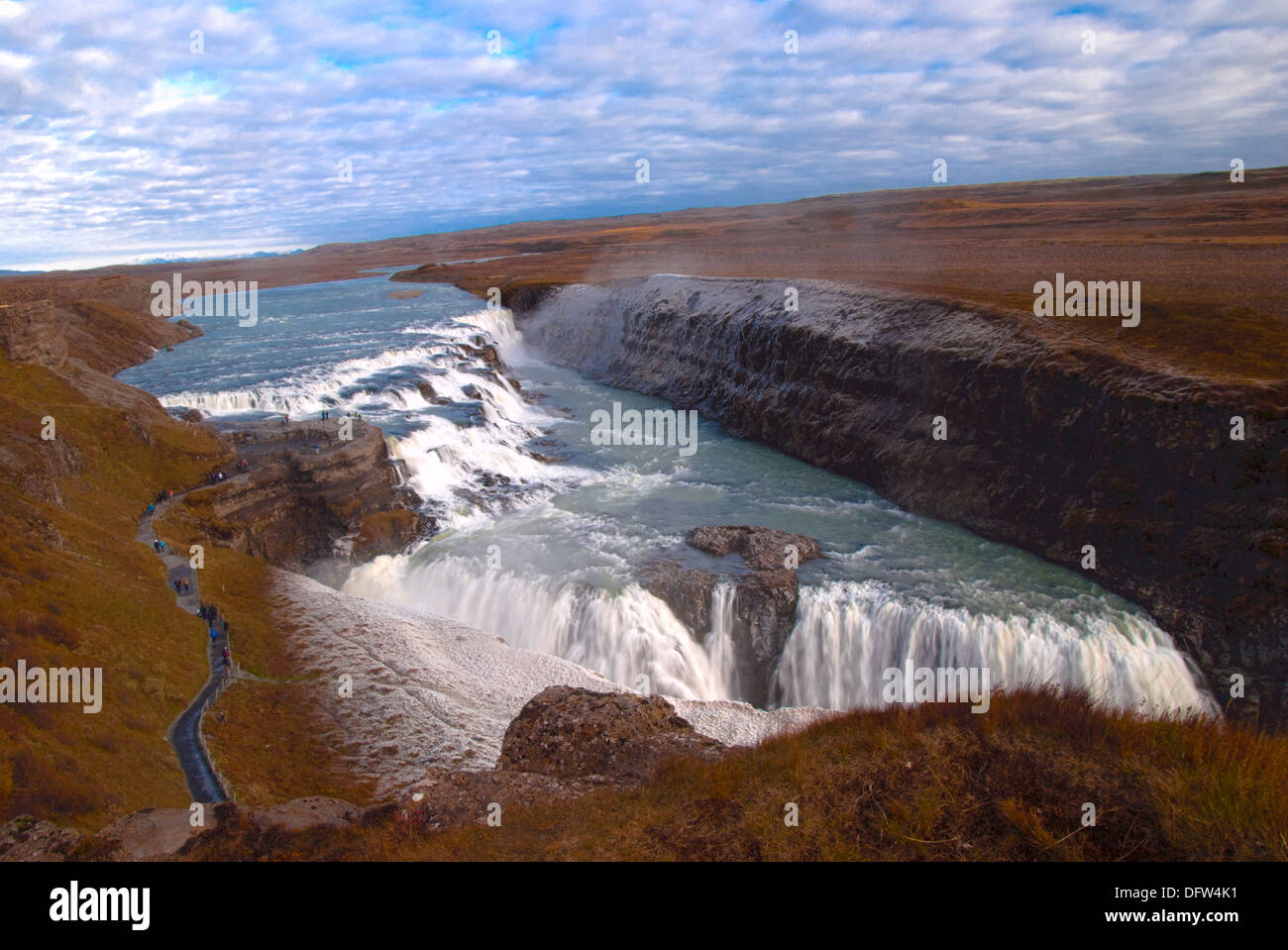 La cascata di Gullfoss nel sud ovest dell'Islanda Foto Stock