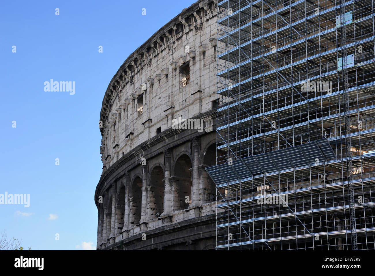 Restauro del Colosseo, Roma, Italia Foto Stock