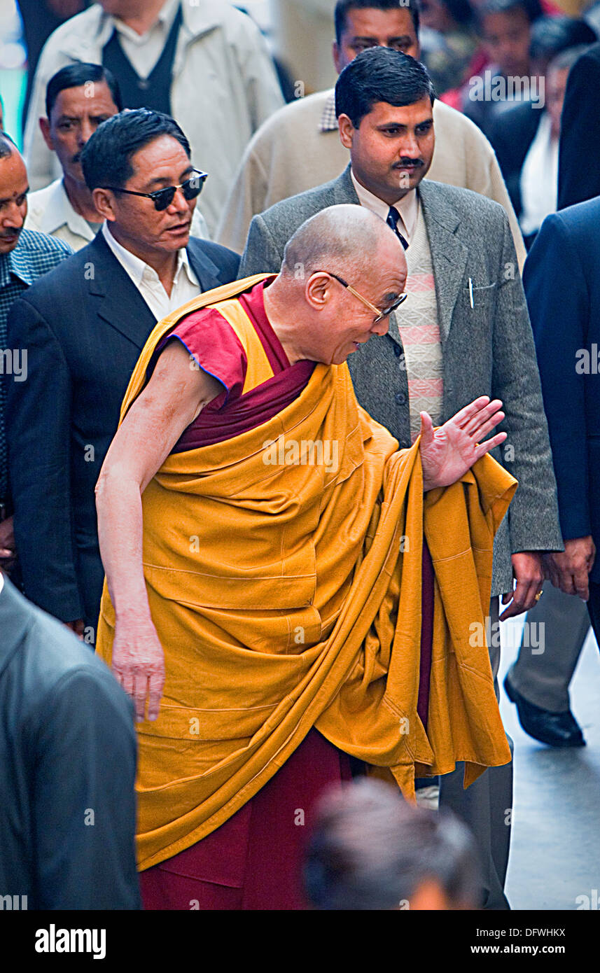 Sua Santità il Dalai Lama, al Monastero Namgyal,nel complesso Tsuglagkhang. McLeod Ganj Dharamsala, Himachal Pradesh, India, Asia Foto Stock