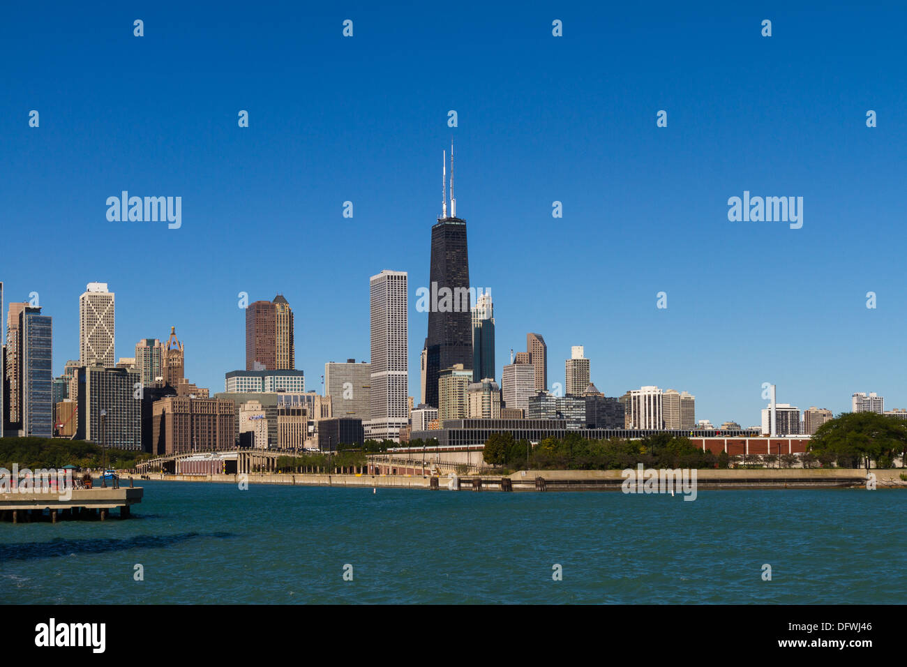 Sullo skyline di Chicago con John Hancock Center Foto Stock
