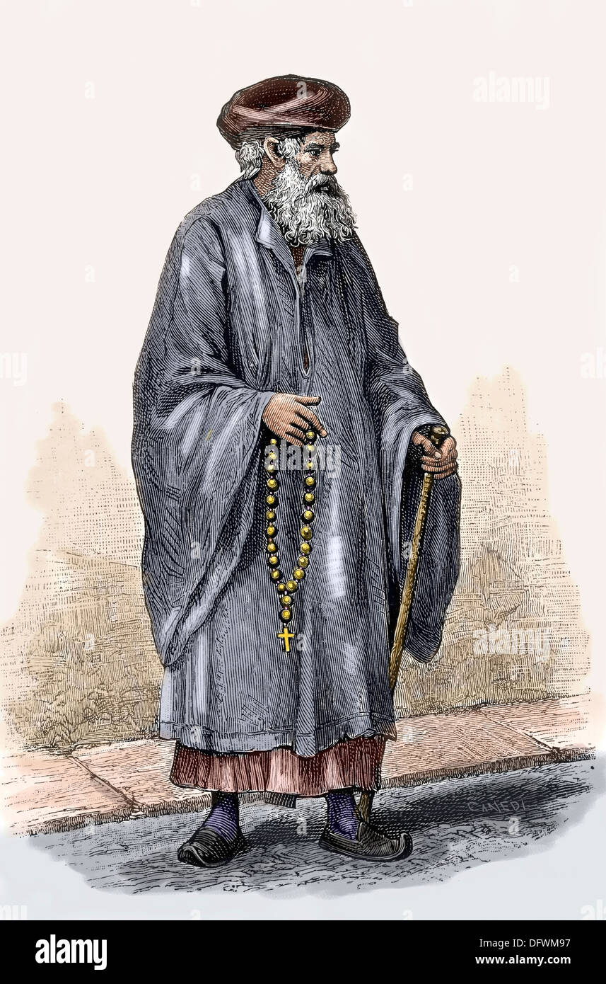 La storia. L'Egitto. Nord copta egiziana, C. 1900. Incisione. Colorazione successiva. Foto Stock