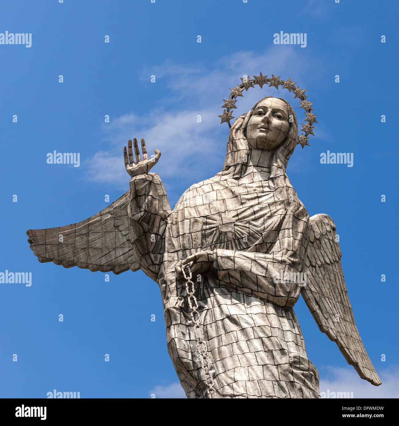 Vergine Maria de Quito statua, El Panecillo Hill, Quito Pichincha Provincia, Ecuador, Patrimonio Mondiale dell Unesco Foto Stock