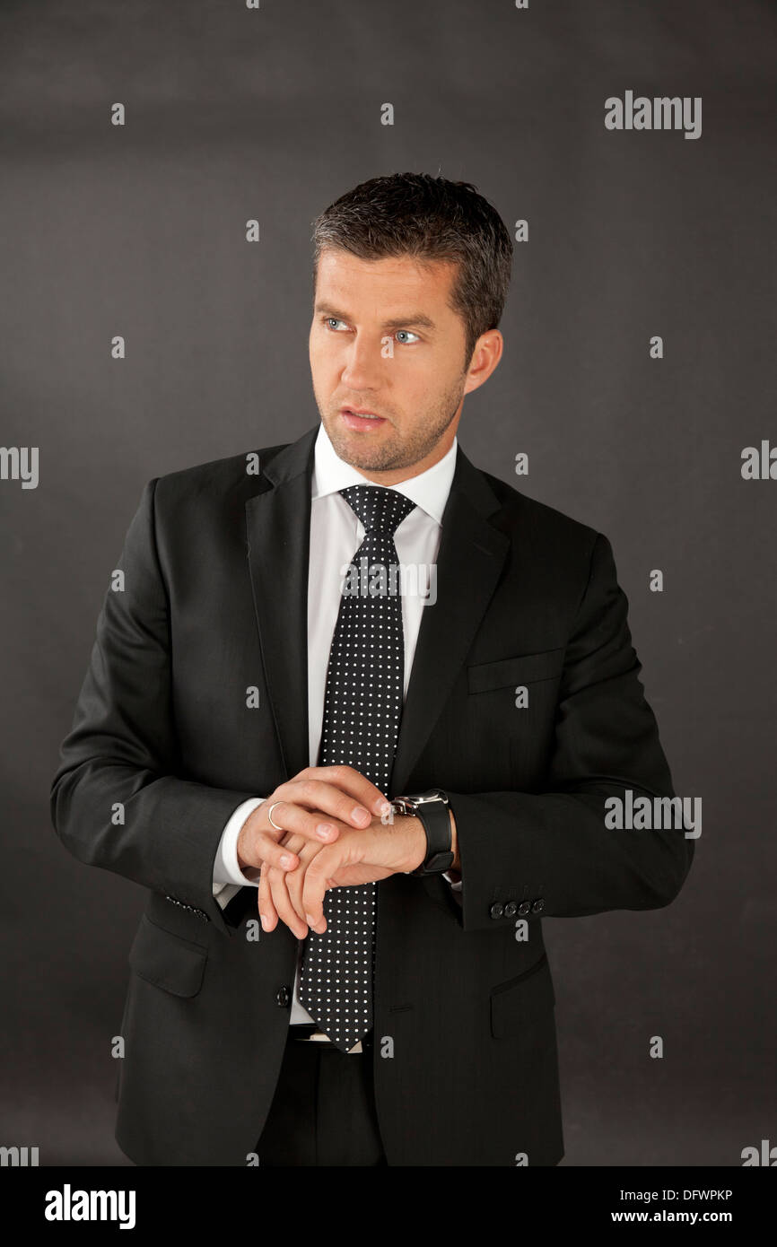 Business man in black tie Foto Stock