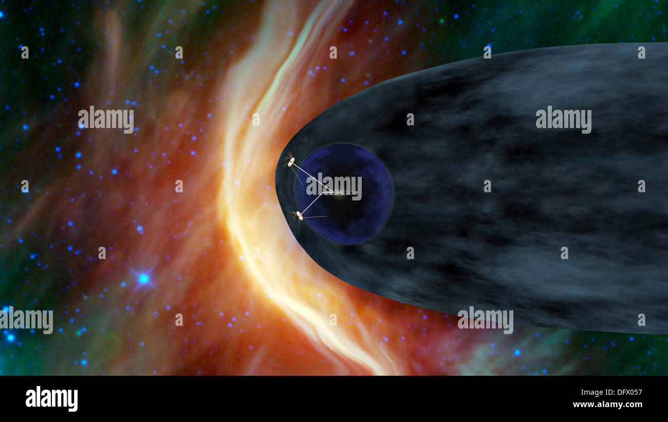 NASA due navicelle Voyager ad esplorare una zona di turbolenza dello spazio. Foto Stock
