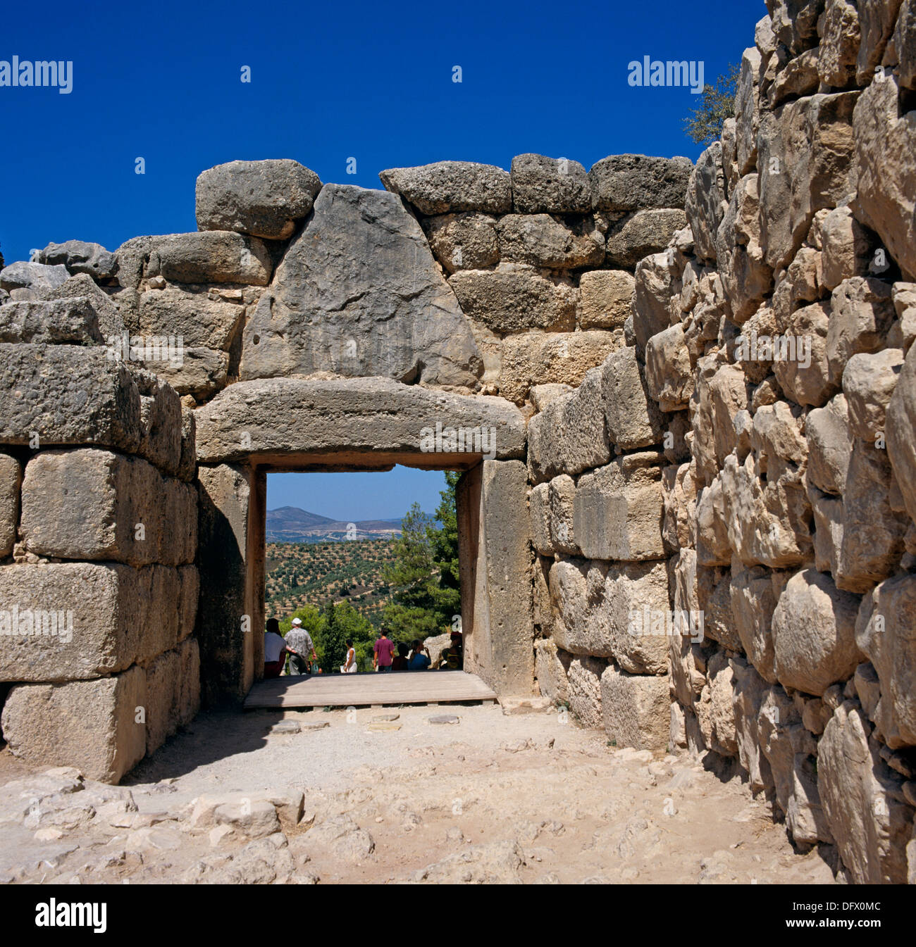 La Porta del Leone di Micene Grecia Foto Stock