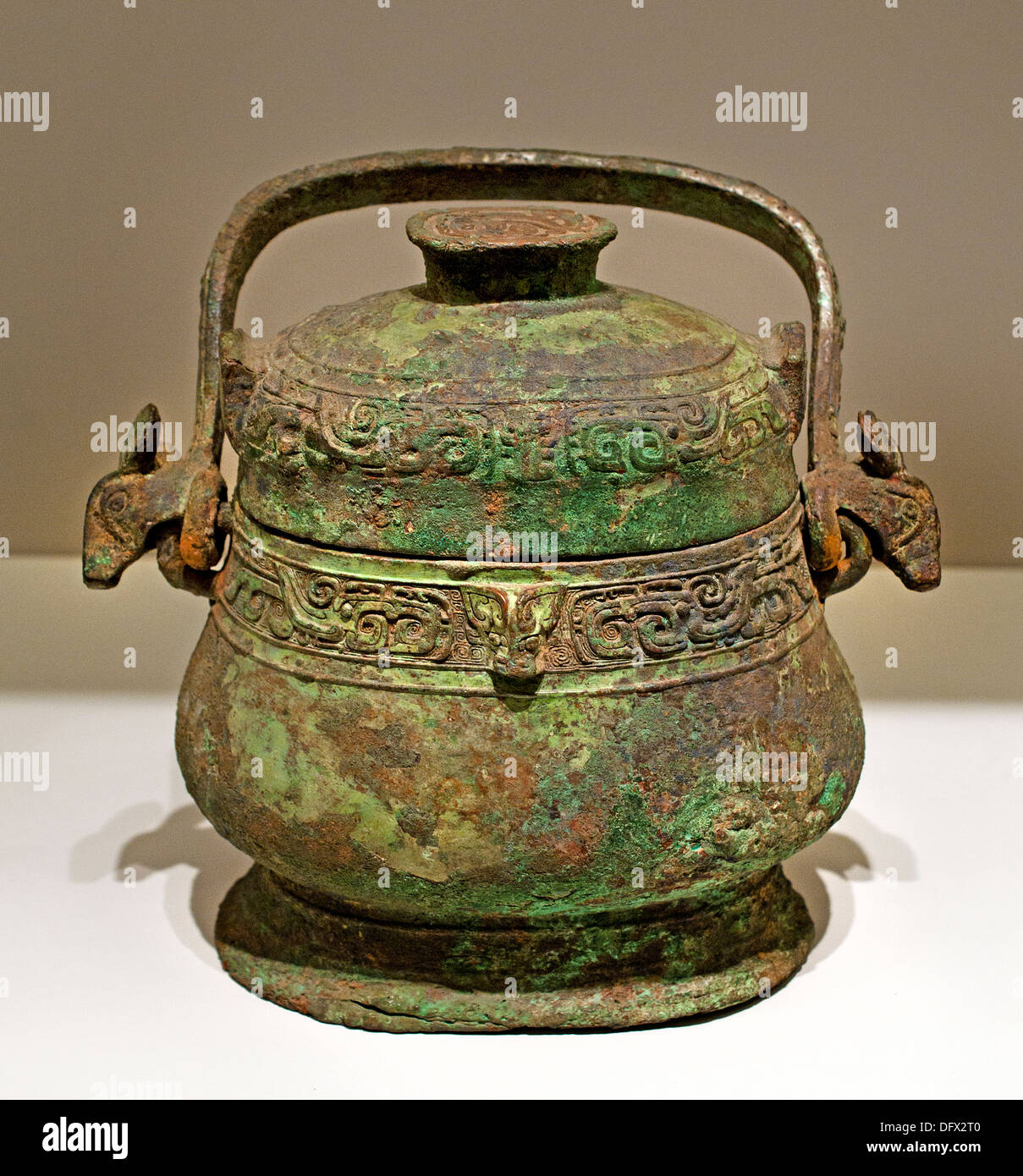 Vino Rituel nave cinese Cina dinastia Zhou 1000 BC Museo di bronzo Foto Stock