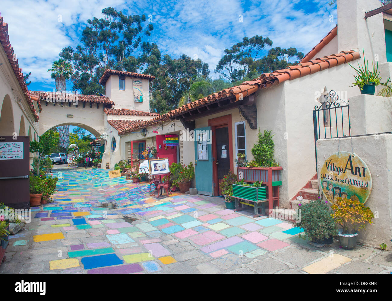 Il villaggio Spagnolo Art Center di San Diego Balboa Park Foto Stock