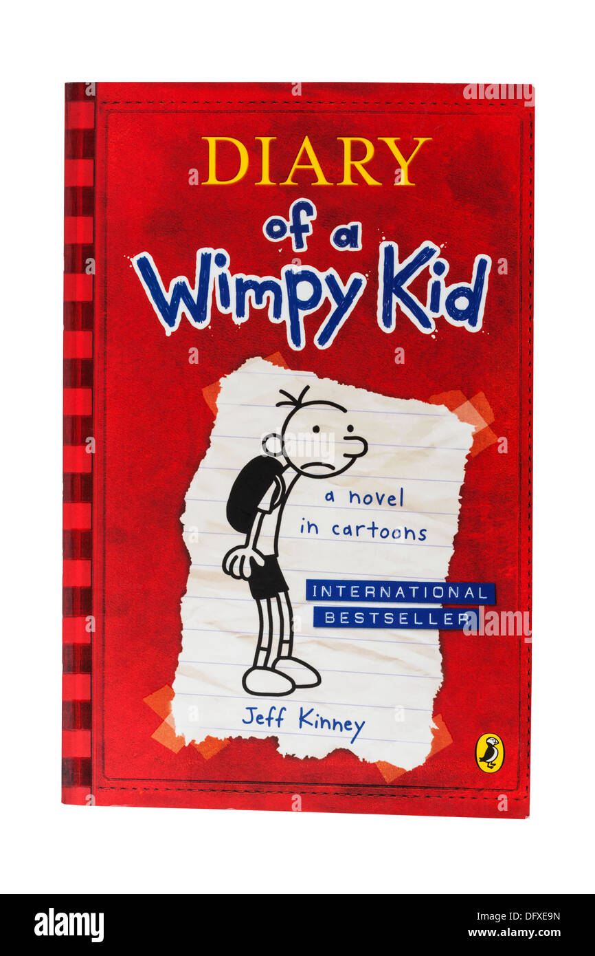 Un Jeff kinney libro per bambini denominato Diario di un Wimpy Kid su sfondo bianco Foto Stock