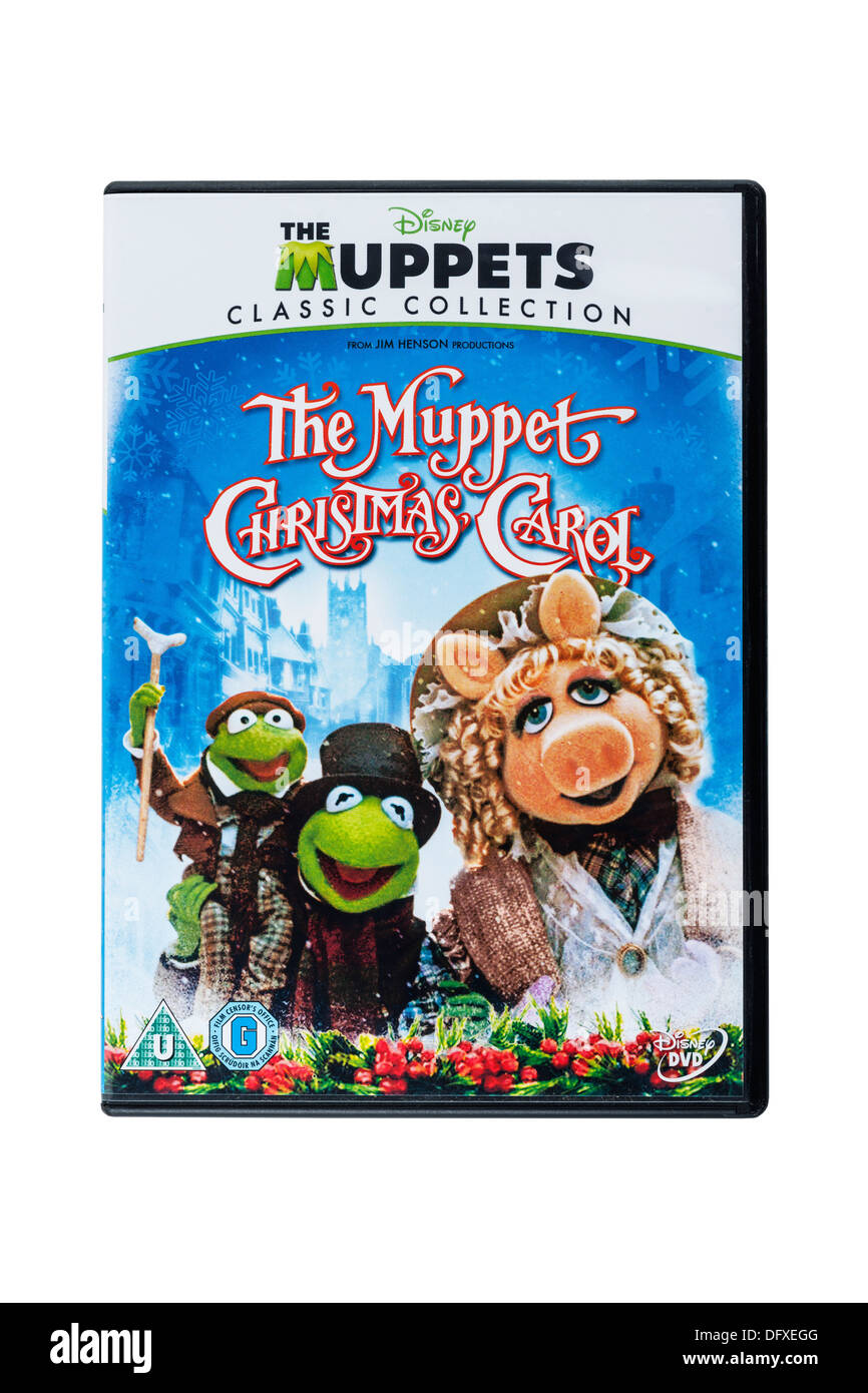 Un film Disney dvd chiamato il Muppet Christmas Carol protagonisti i Muppets su sfondo bianco Foto Stock