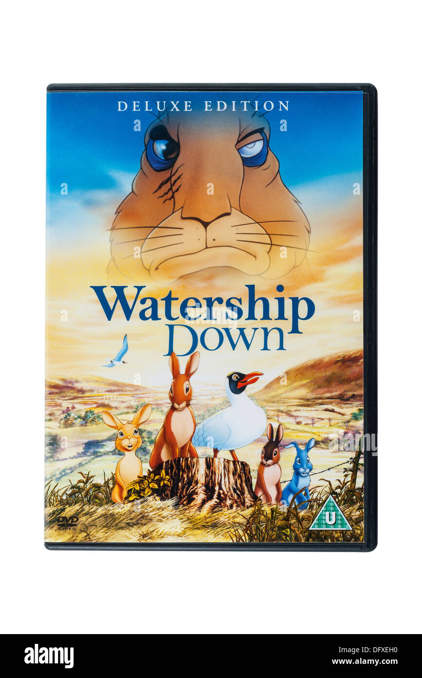 Un film chiamato dvd Watership Down su sfondo bianco Foto Stock