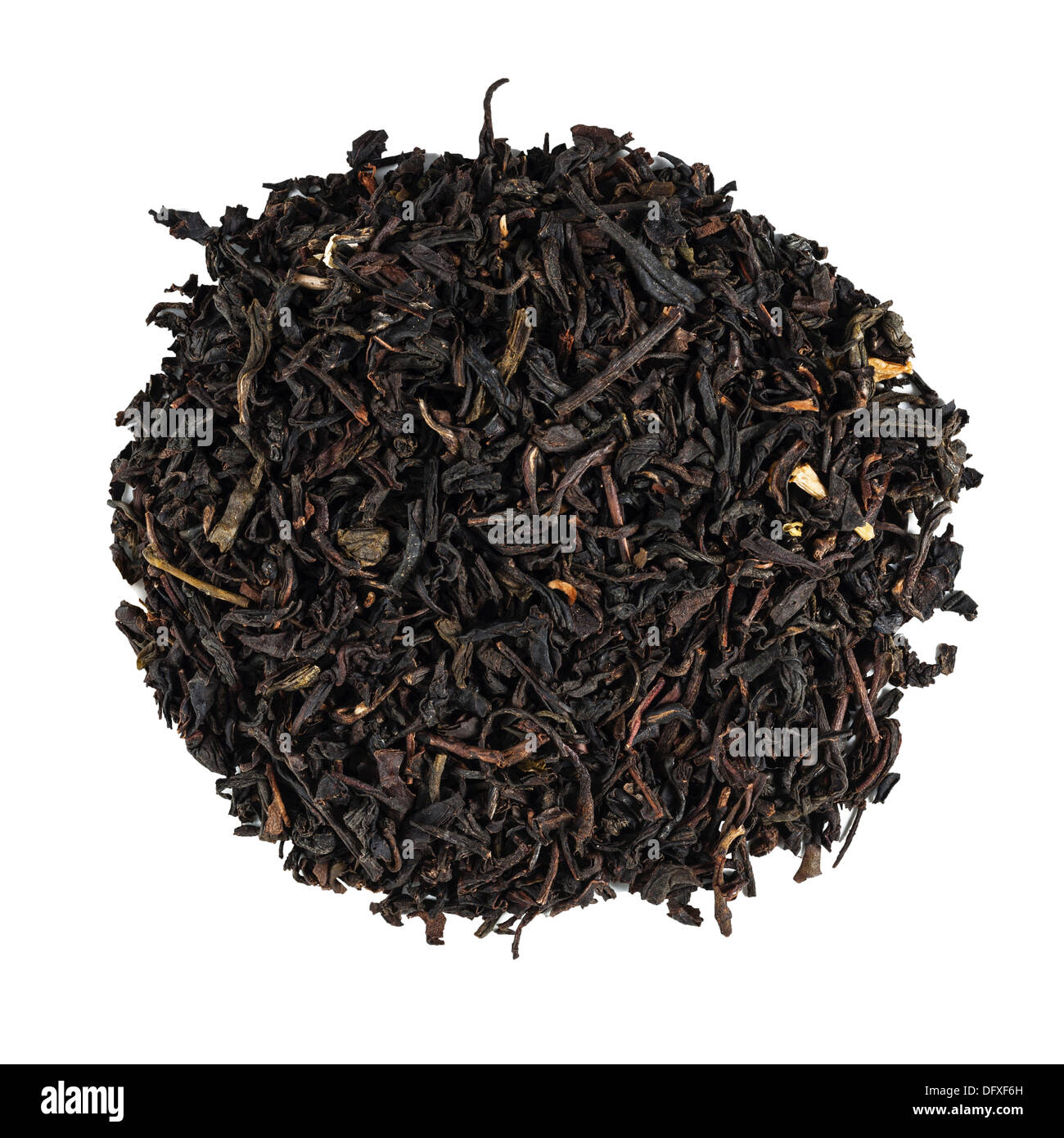 Loose Earl Grey tea su sfondo bianco Foto Stock