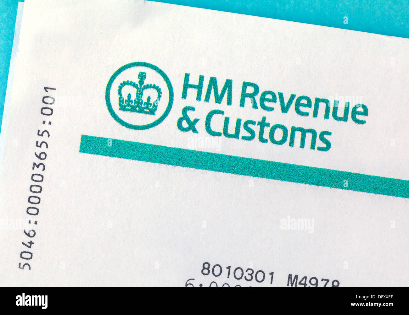 HM Revenue & Customs form Foto Stock