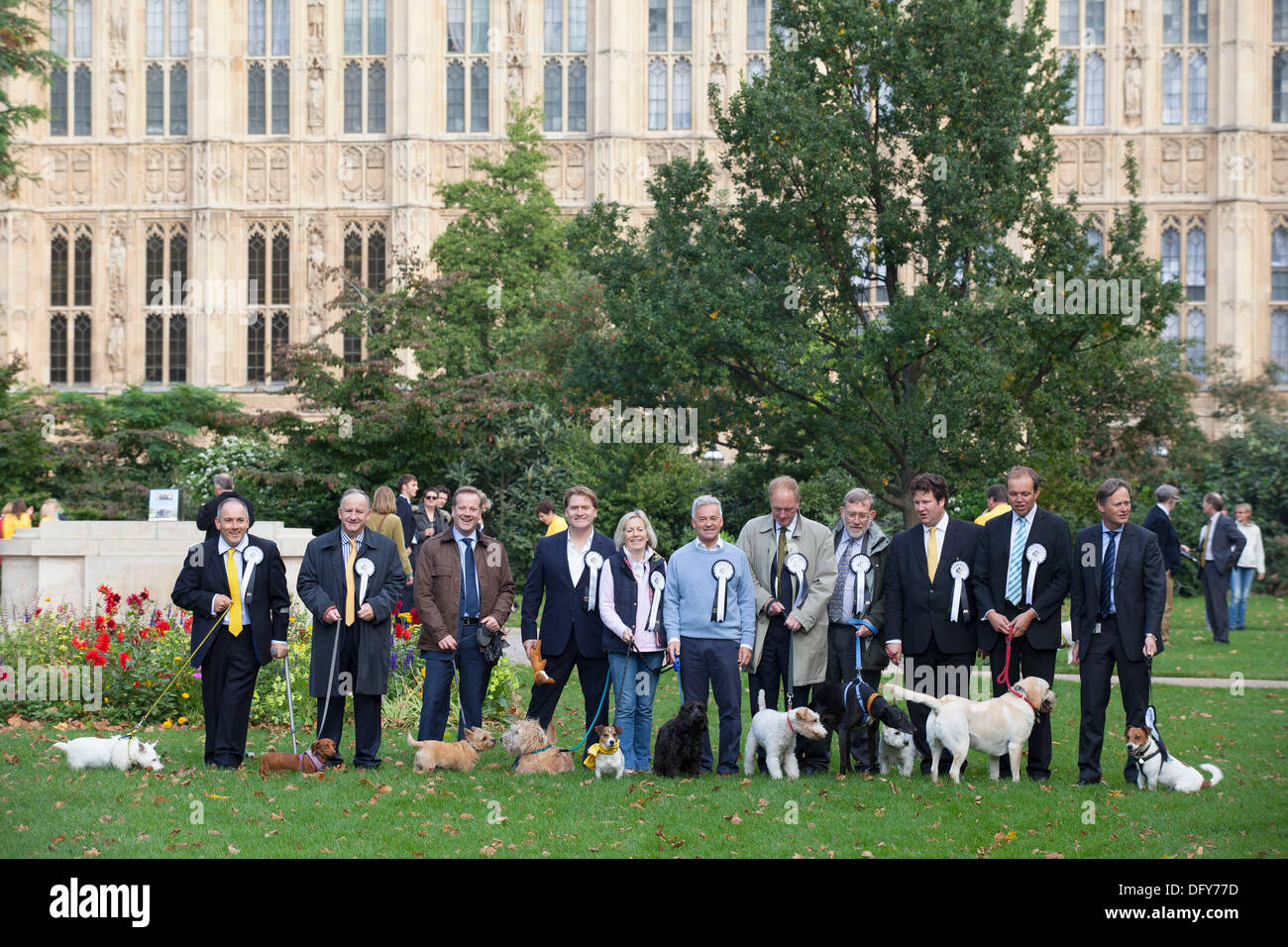 Londra, Regno Unito. Giovedì 10 ottobre 2013. MPs e i loro cani a competere in Westminster cane dell'anno concorso celebra l'unico legame tra uomo e cane - e mira a promuovere la responsabilità di proprietà del cane. Credito: Michael Kemp/Alamy Live News Foto Stock