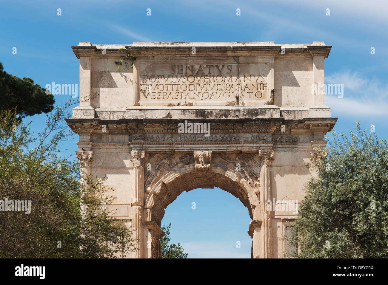 L'Arco di Tito, l Arco di Tito è un arco trionfale sul Foro Romano, Roma, Lazio, l'Italia, l'Europa. Foto Stock