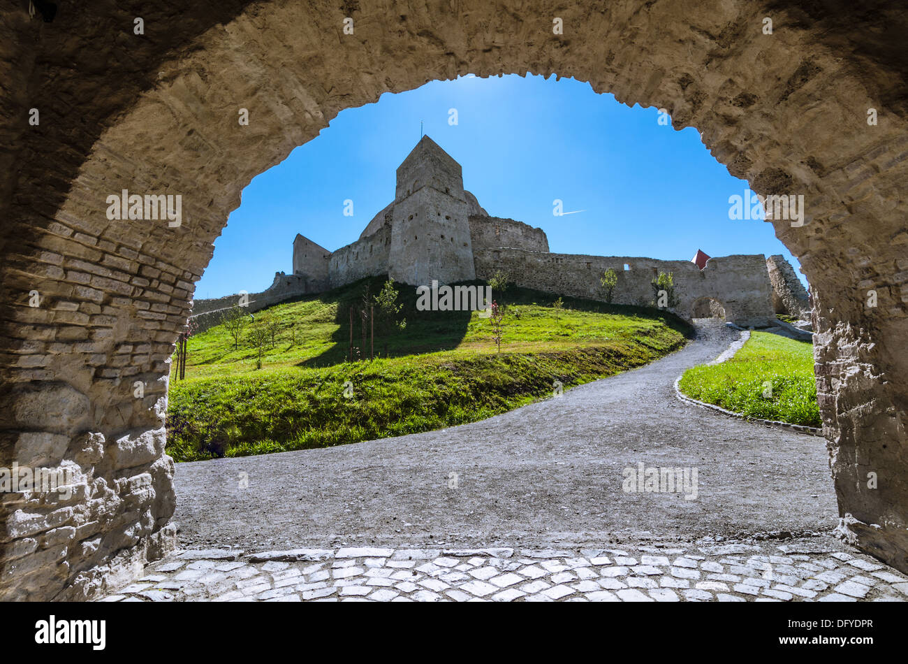 Rupea fortezza è nella contea di Brasov, Romania. Medievale landmark sassoni di Transilvania. Foto Stock