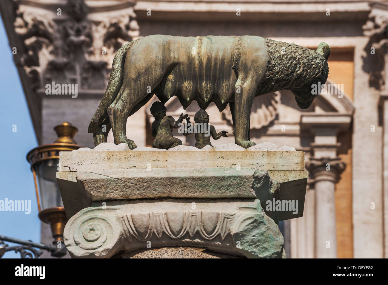 La statua di Lupo Capitolino (Lupa Capitolina) è un carattere di lupo. Il lupo è allattare Romolo e Remo, Roma, Italia, Europa Foto Stock