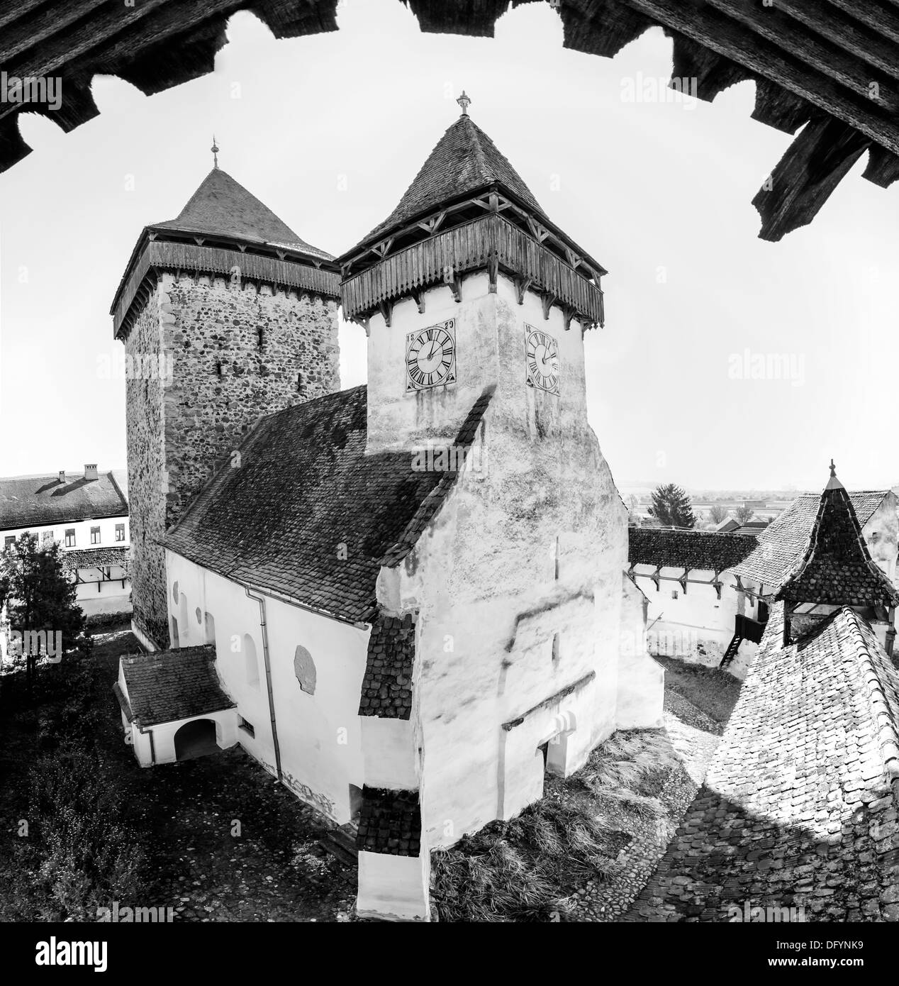 Chiesa medioevale in Homorod,Transilvania Foto Stock