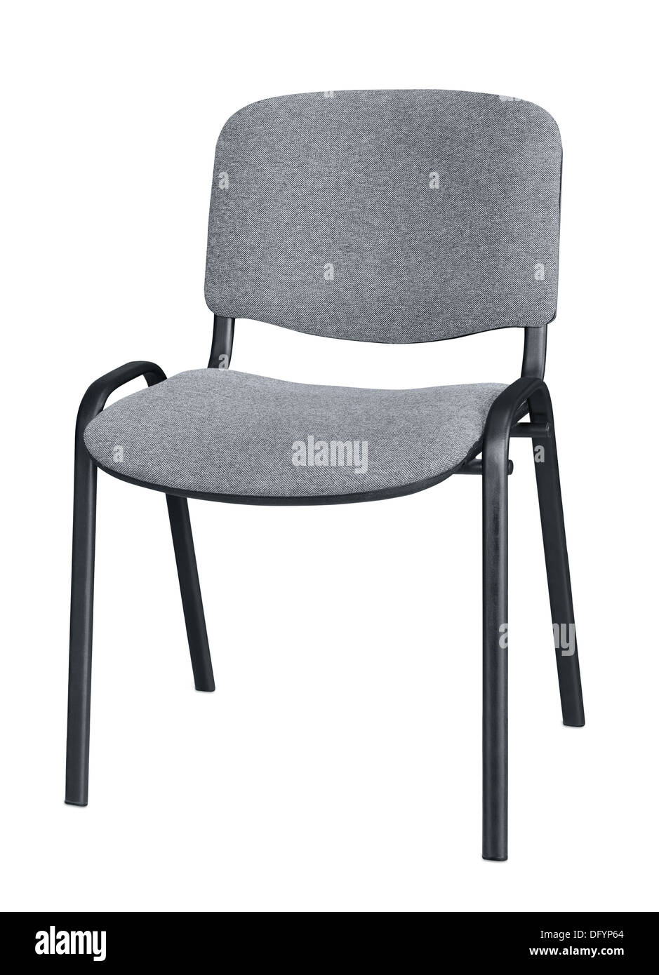 Grigio sedia ufficio isolato su bianco Foto Stock