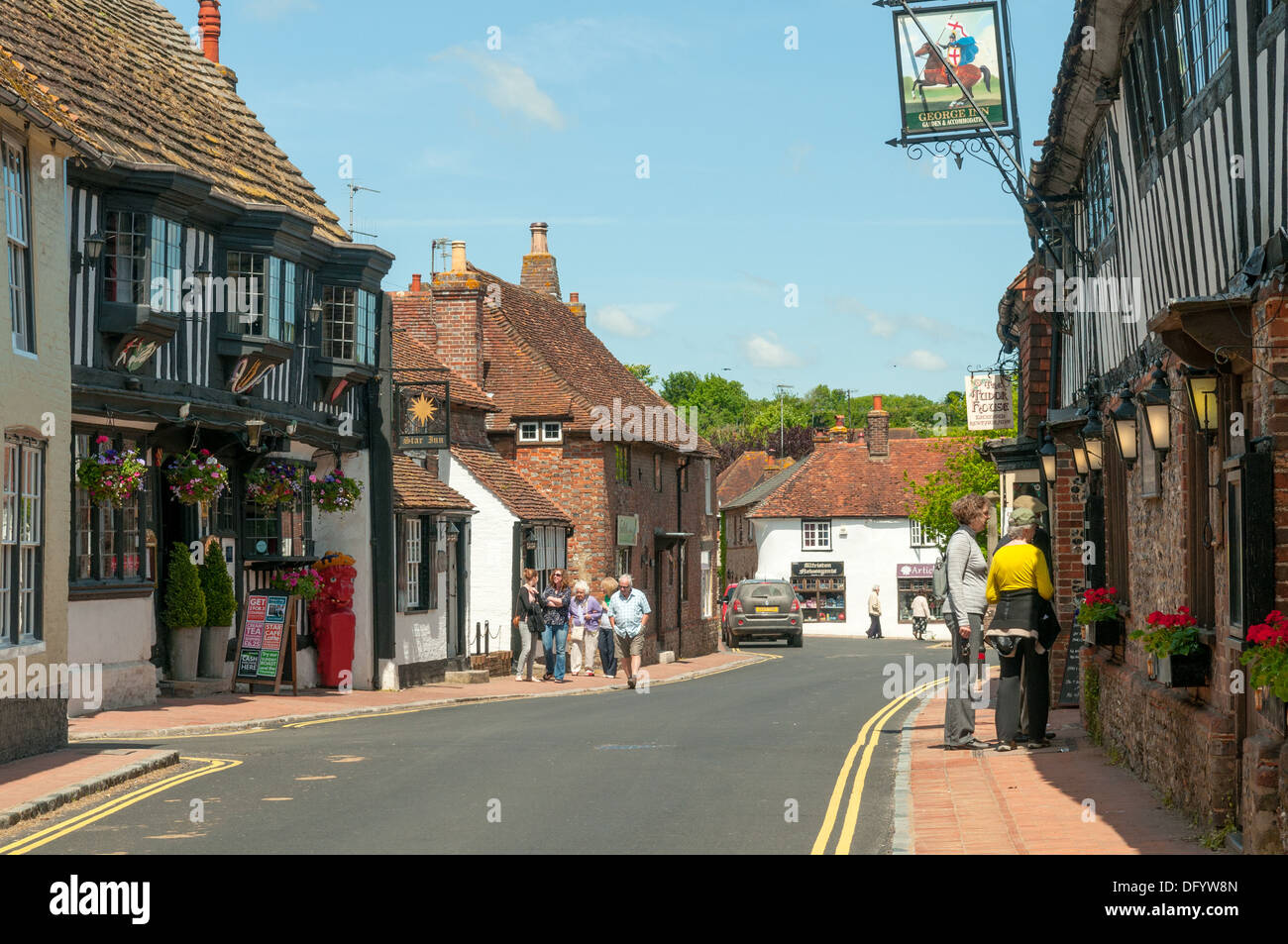 High Street, Alfriston, East Sussex, Inghilterra Foto Stock