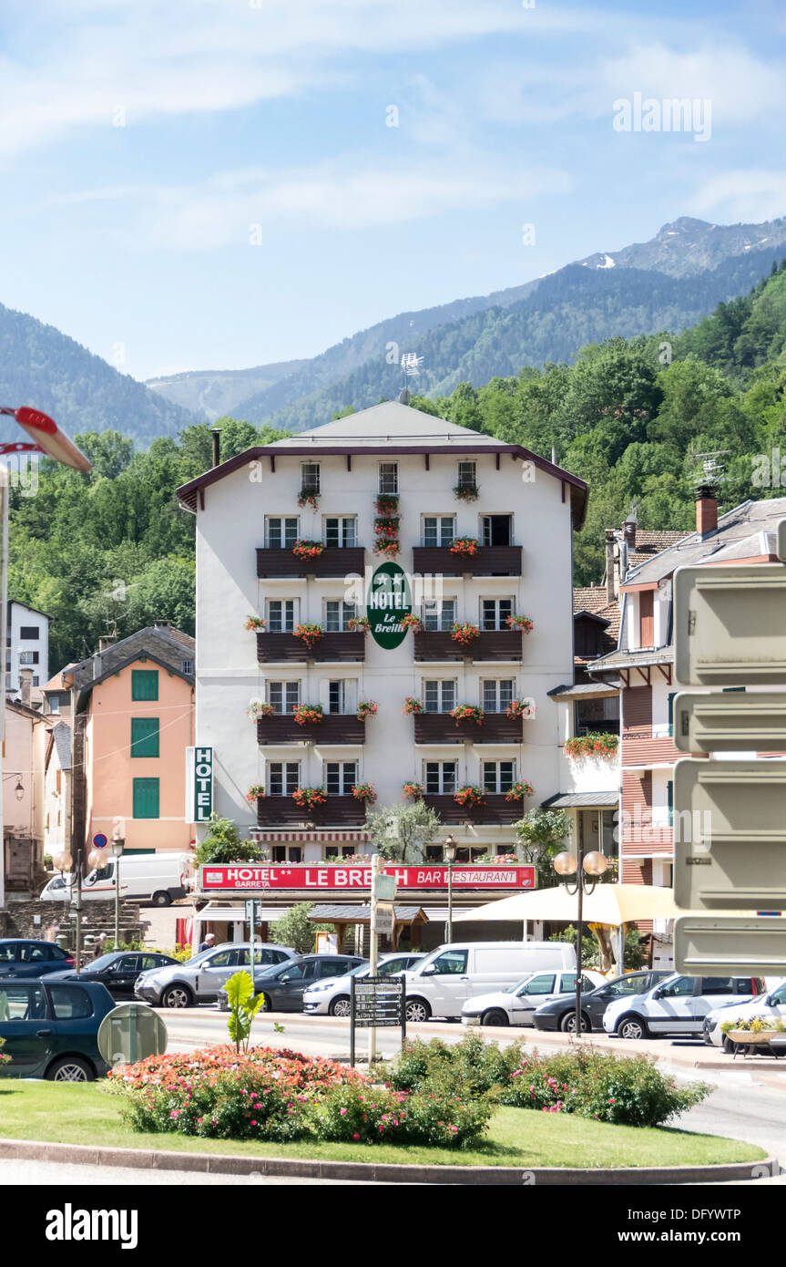 Francia, Ariège, Pirenei - Ax-les-Thermes cittadina termale e ski resort. Hotel le Breilh. Foto Stock