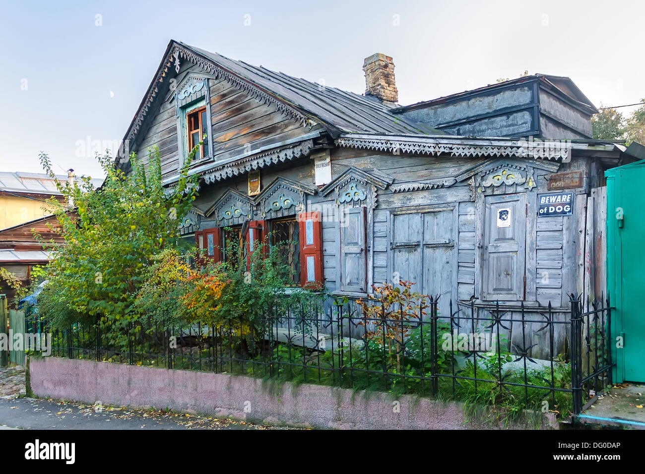 Vecchia casa in legno a Kiev, Ucraina Foto Stock