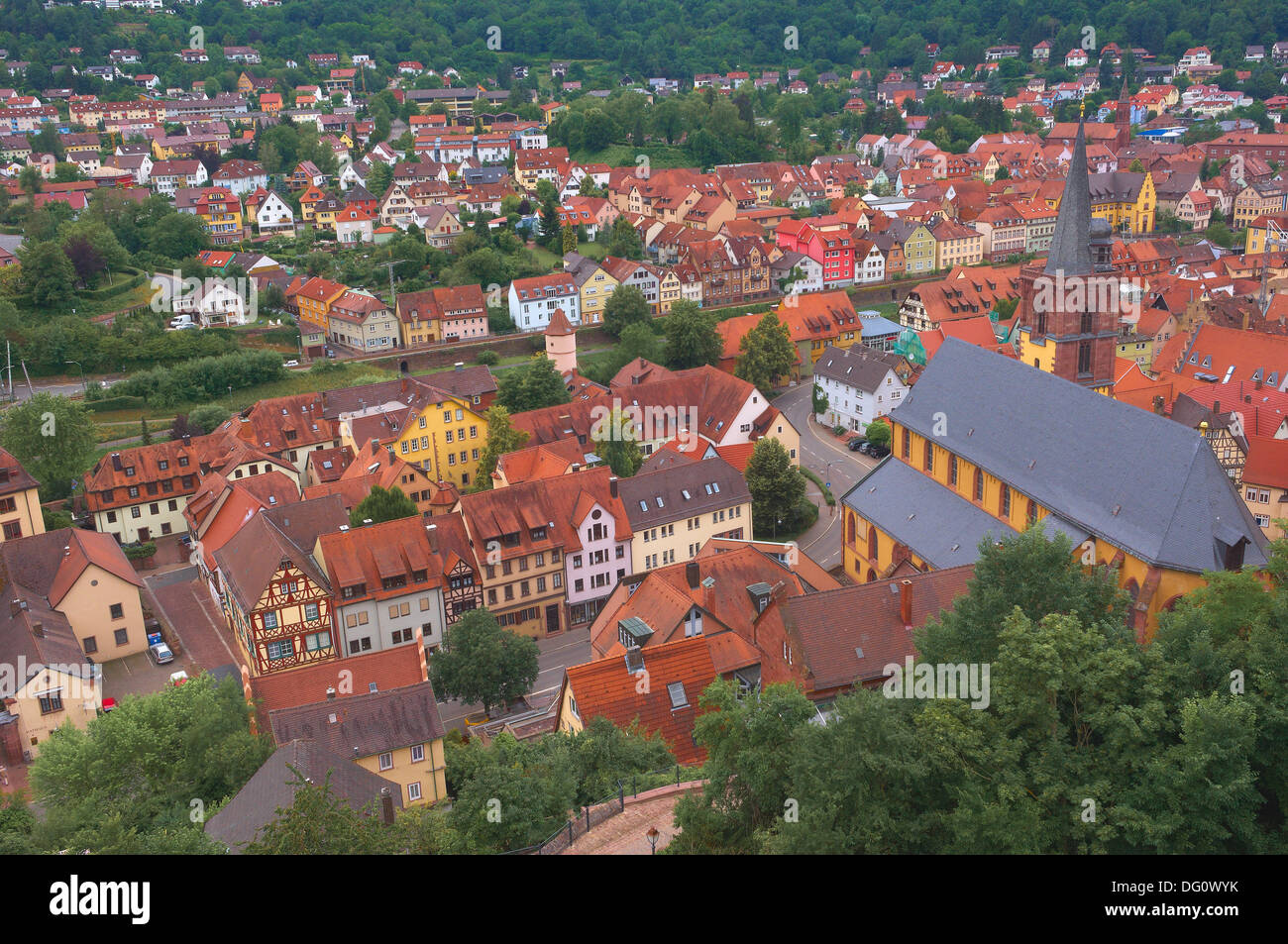 Wertheim, castello di Wertheim, fiume principale, Main-Tauber, Romantische Strasse, la strada romantica, questo Land, Germania. Foto Stock