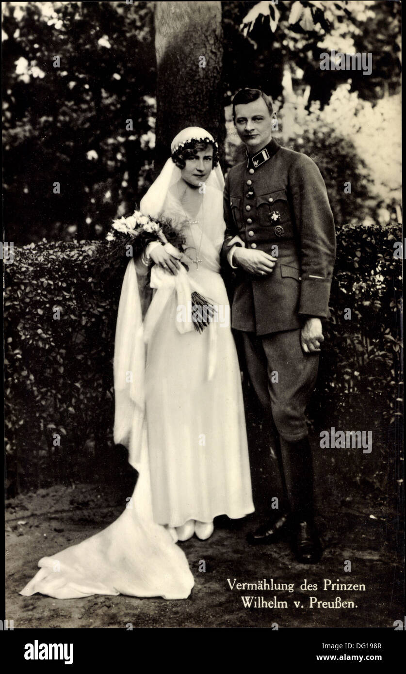 Ak Vermählung des Prinzen Wilhelm von Preußen; Foto Stock