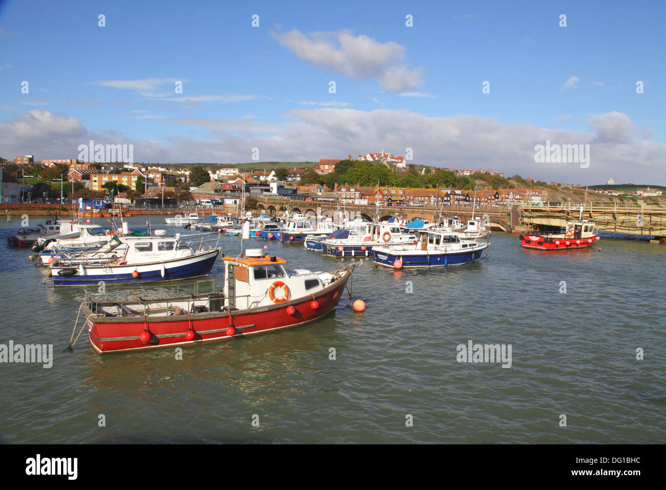 Barche da pesca nel porto di Folkestone Kent England Regno Unito Foto Stock