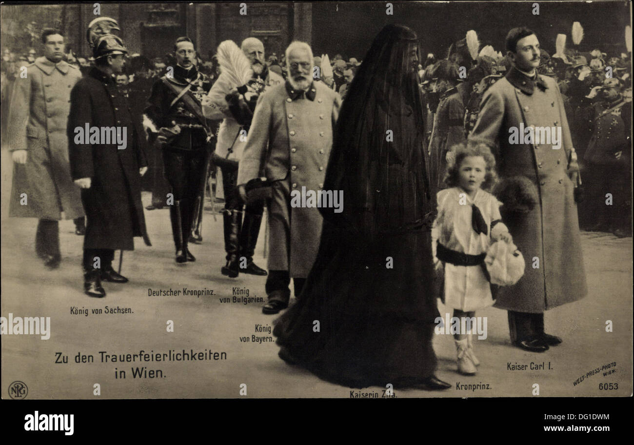 Ak Trauerfeierlichkeiten in Wien, Kaiserin Zita, Kronprinz, NPG 6053; Foto Stock