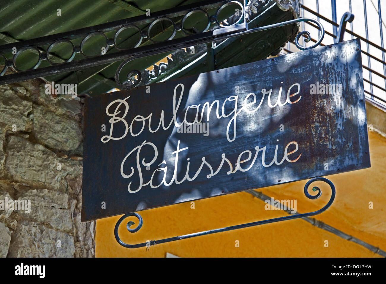 Boulangerie Pâtisserie, panetteria francese segno - La Cadière d'Azur, Var, Francia Foto Stock