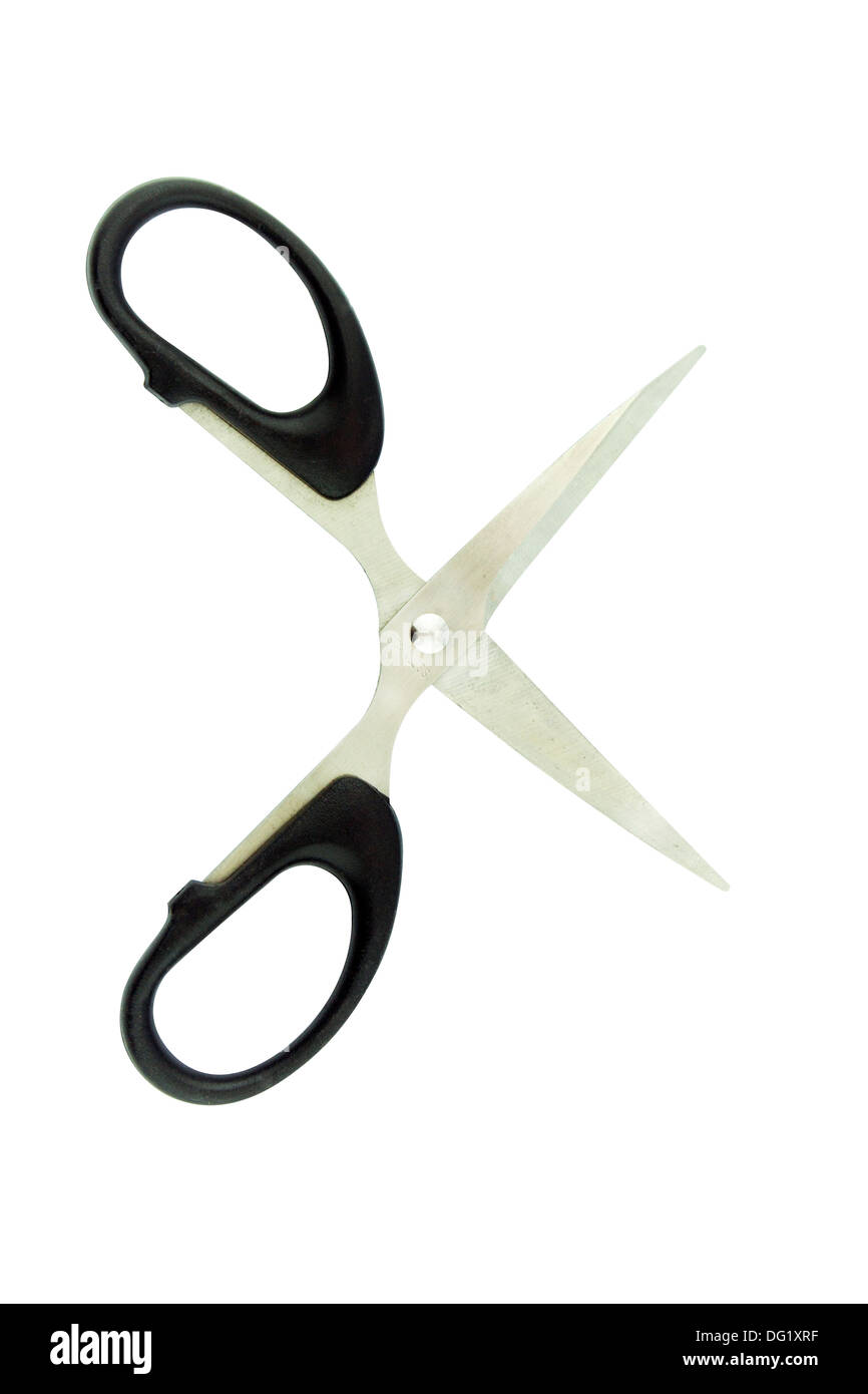 Aprire le forbici isolati su sfondo bianco (con lavori di clipping path) Foto Stock