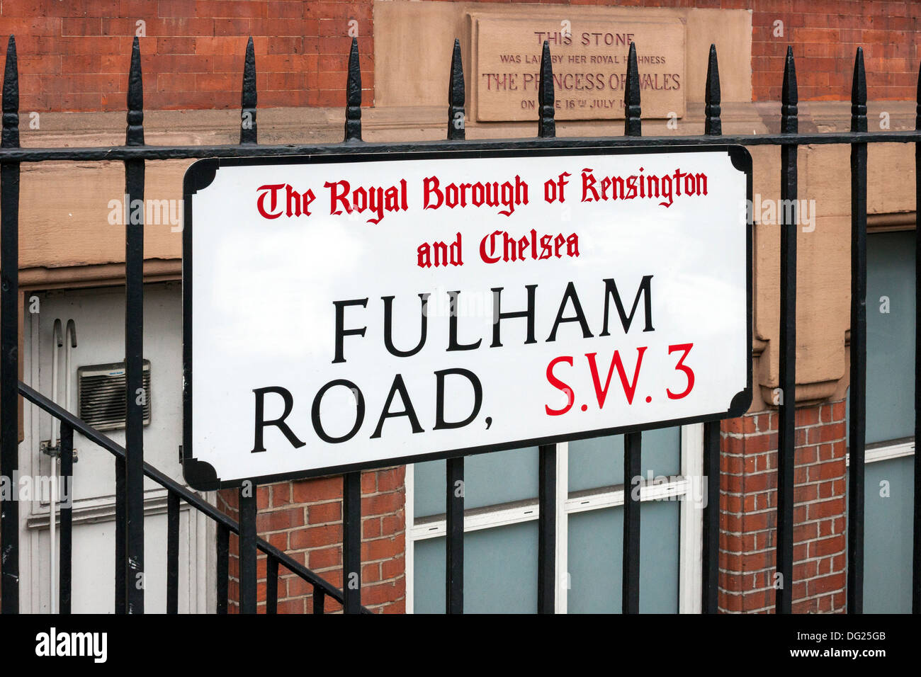 Fulham Road cartello stradale Foto Stock