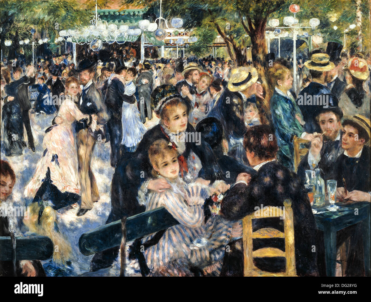 Danza al Moulin de la Galette, 1876 di Pierre-Auguste Renoir Foto Stock