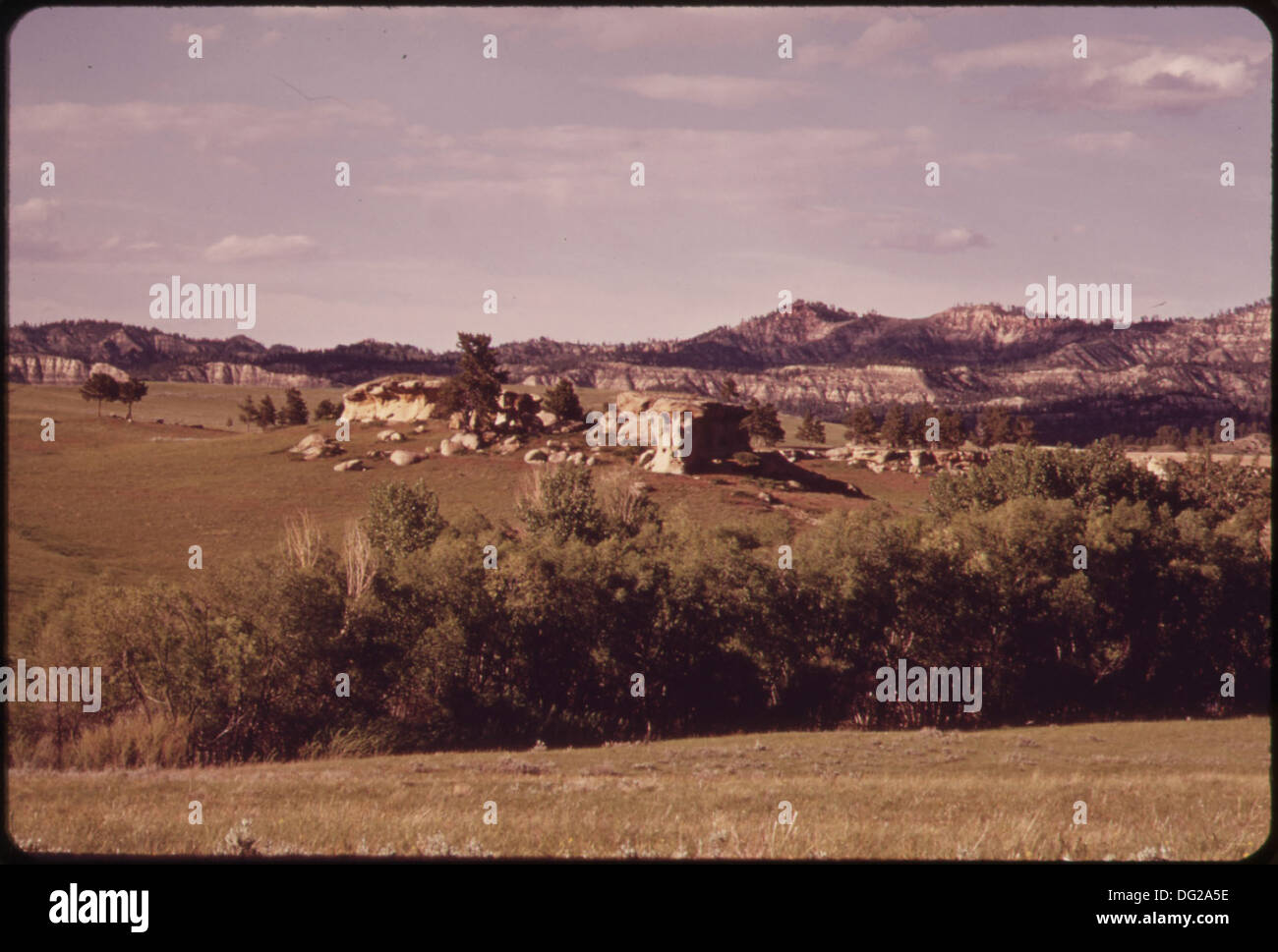 Il Bud Redding Ranch, situato a Sarpy Basin, sta affrontando lo spostamento a causa dell'espansione della Westmoreland Coal Company, che sta invadendo il terreno. Questa situazione riflette l'impatto dell'estrazione del carbone sui ranch e sull'agricoltura locali. Foto Stock