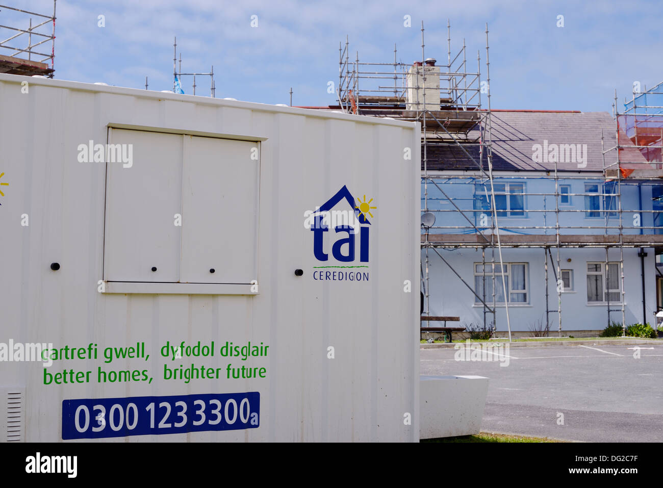 Conveniente, affittati, Housing Association proprietà, case, case sottoposto a lavori di ristrutturazione, Aberystwyth, Wales, Regno Unito Foto Stock